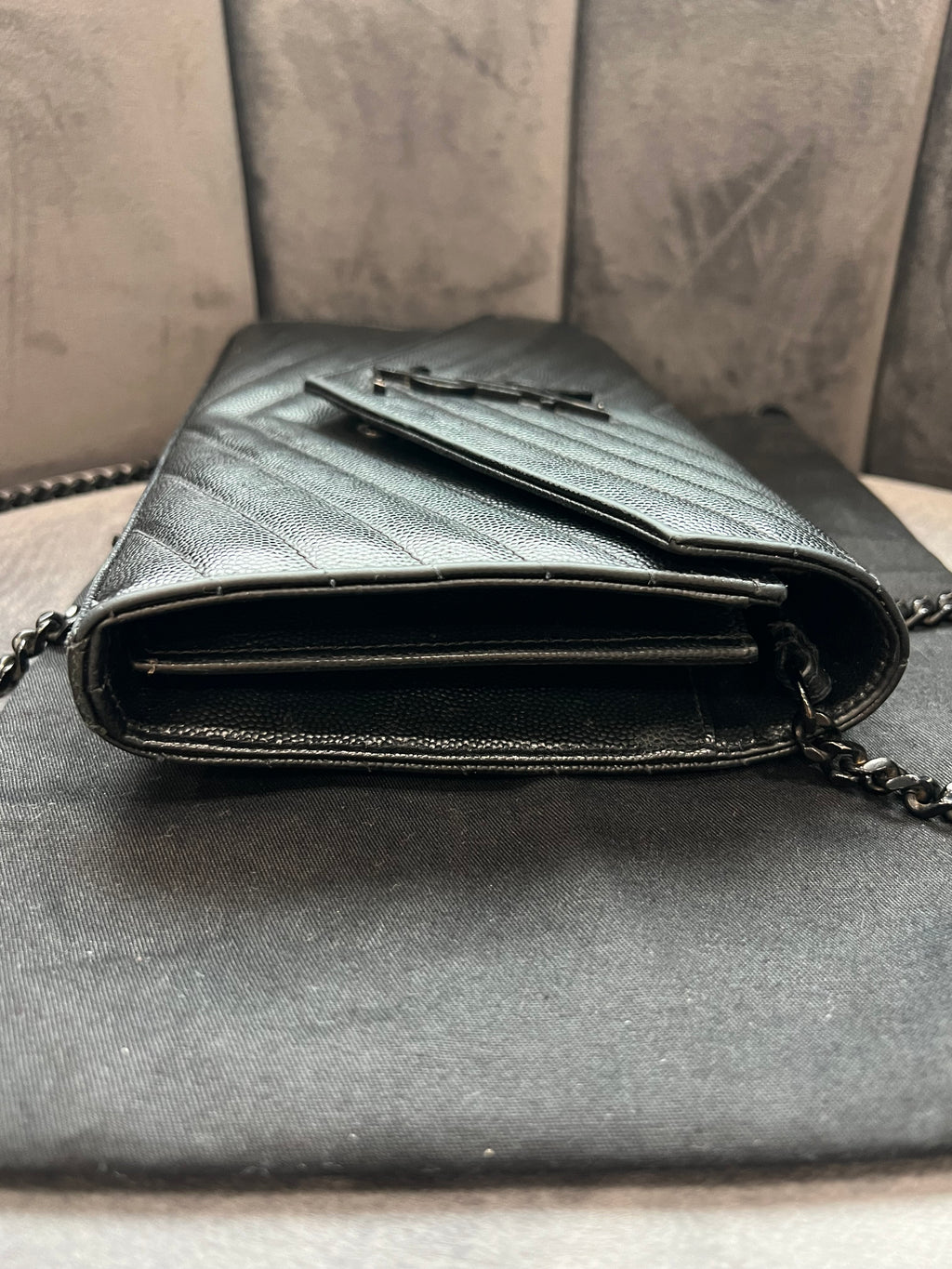 Yves Saint Laurent Cassandre envelope flap crossbody all black