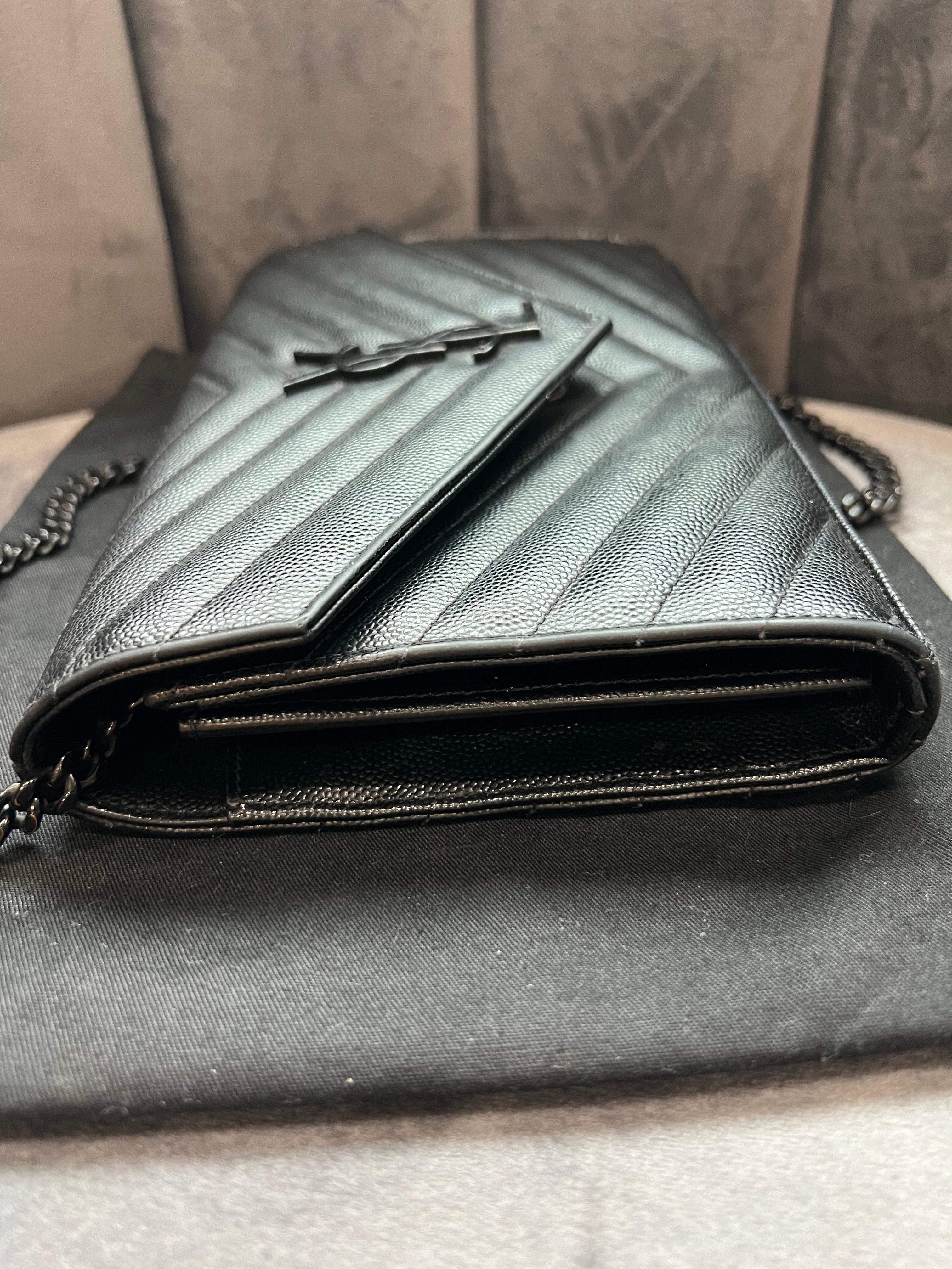 Yves Saint Laurent Cassandre envelope flap crossbody all black