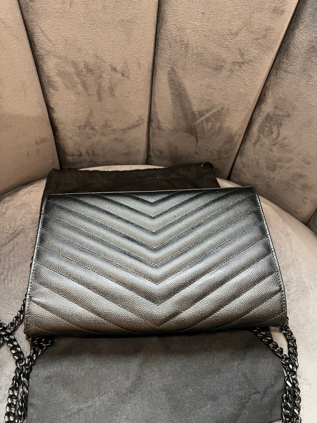 Yves Saint Laurent Cassandre envelope flap crossbody all black