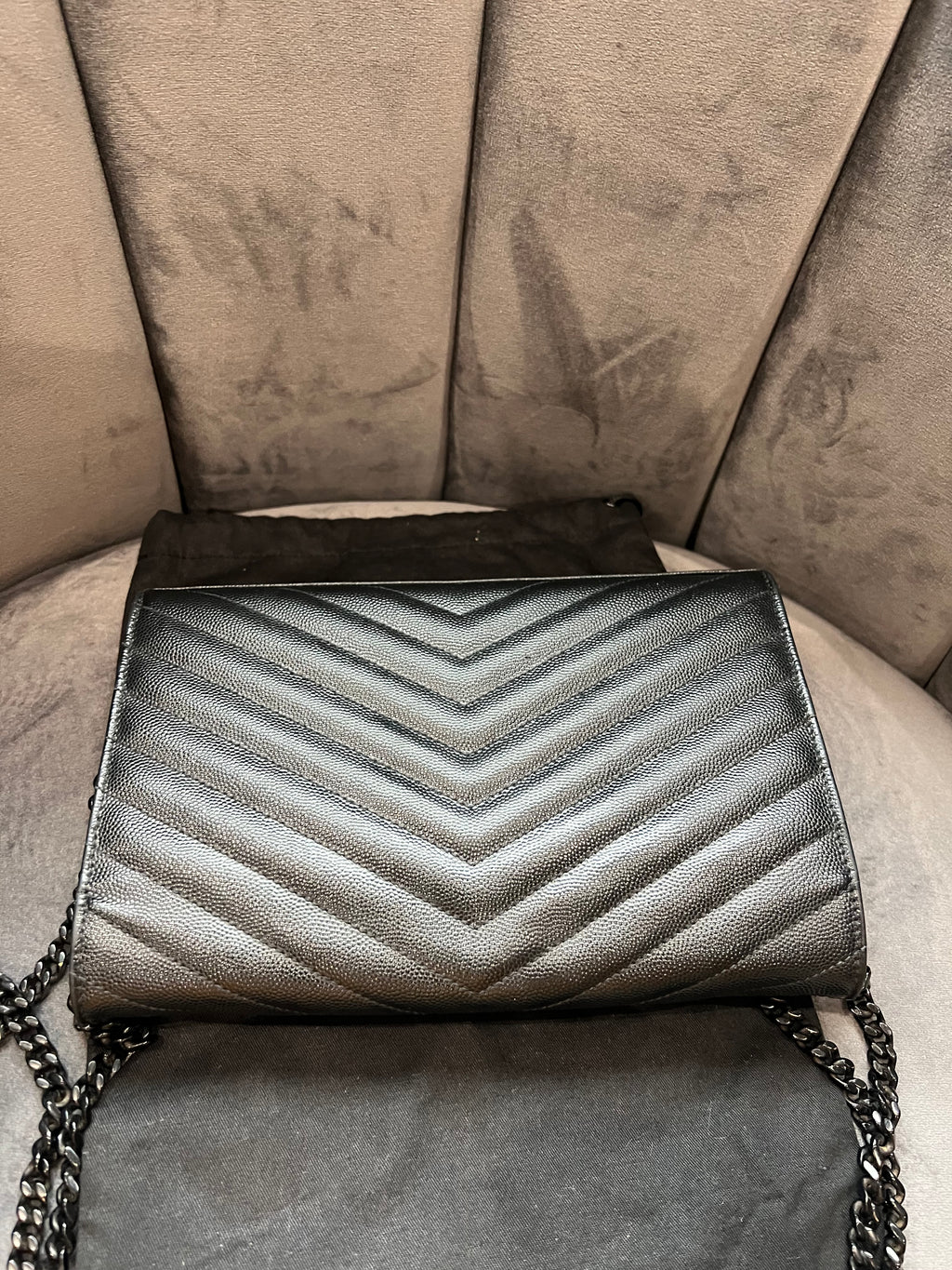 Yves Saint Laurent Cassandre envelope flap crossbody all black