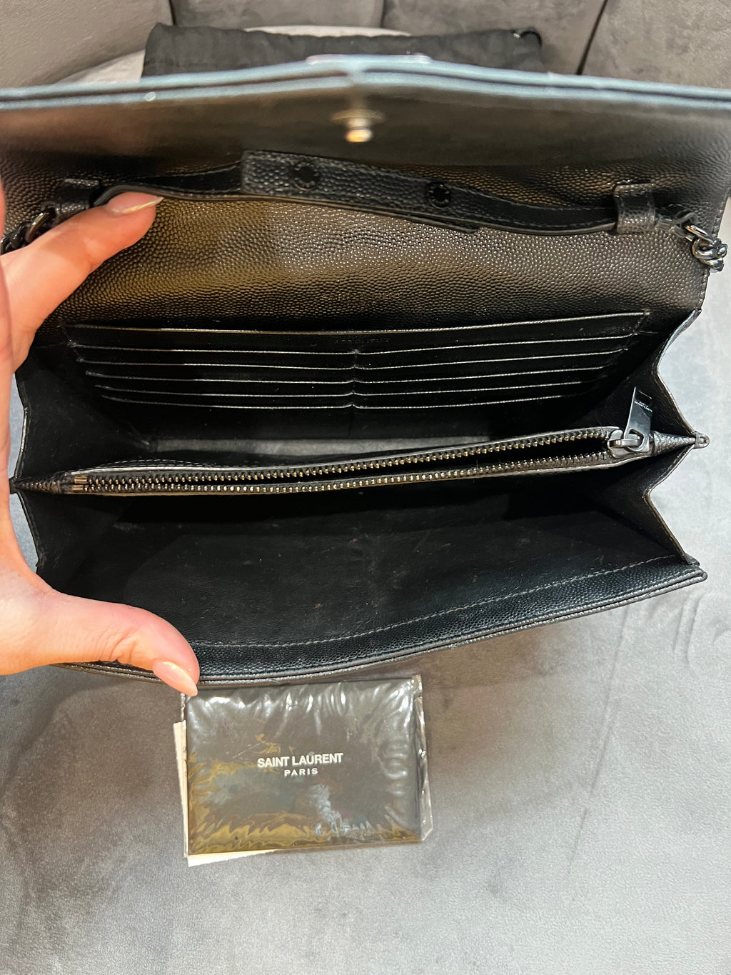 Yves Saint Laurent Cassandre envelope flap crossbody all black