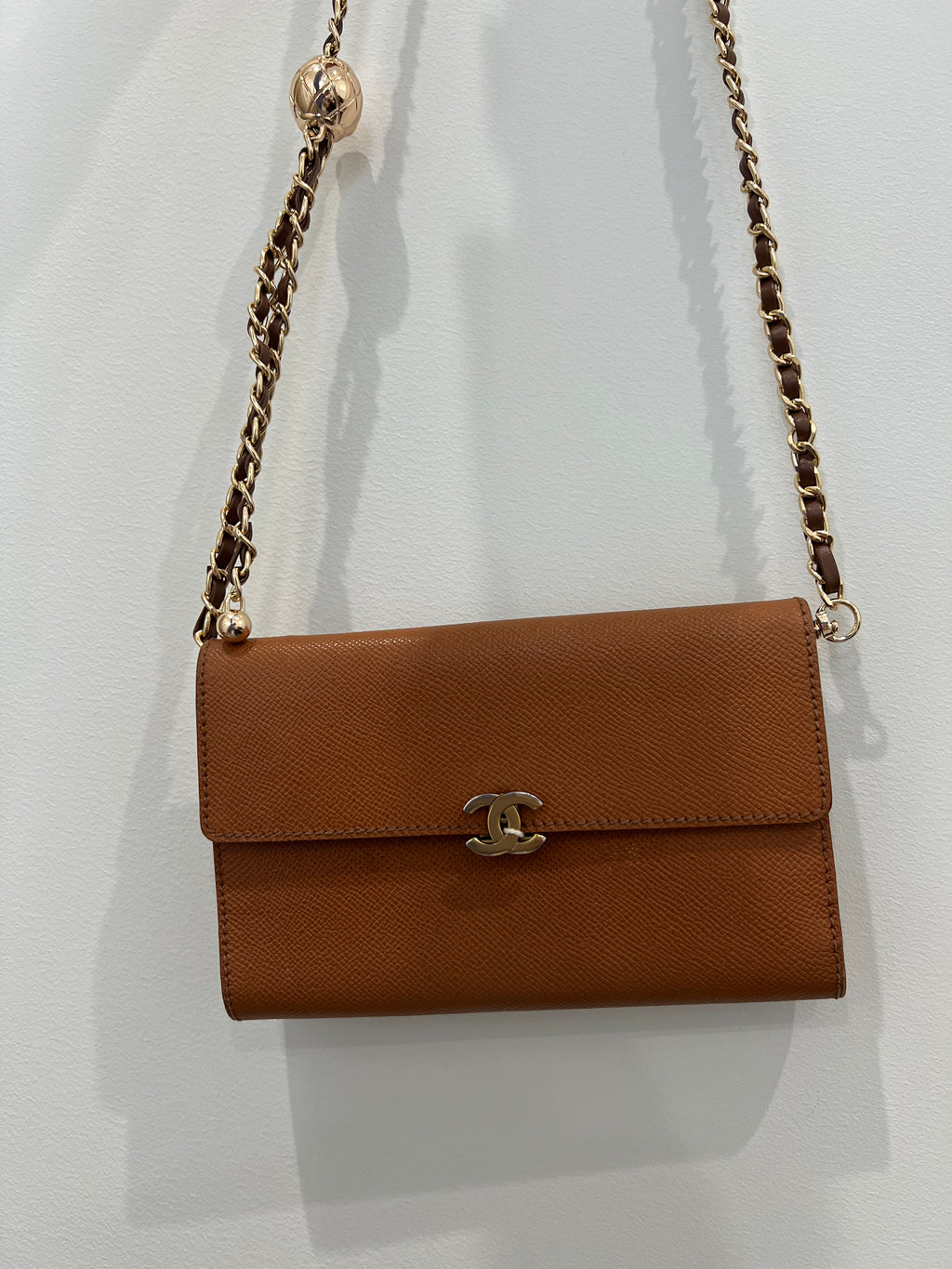 Chanel brown wallet on chain