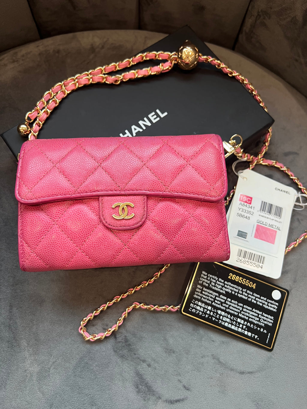 Chanel caviar mini wallet on chain