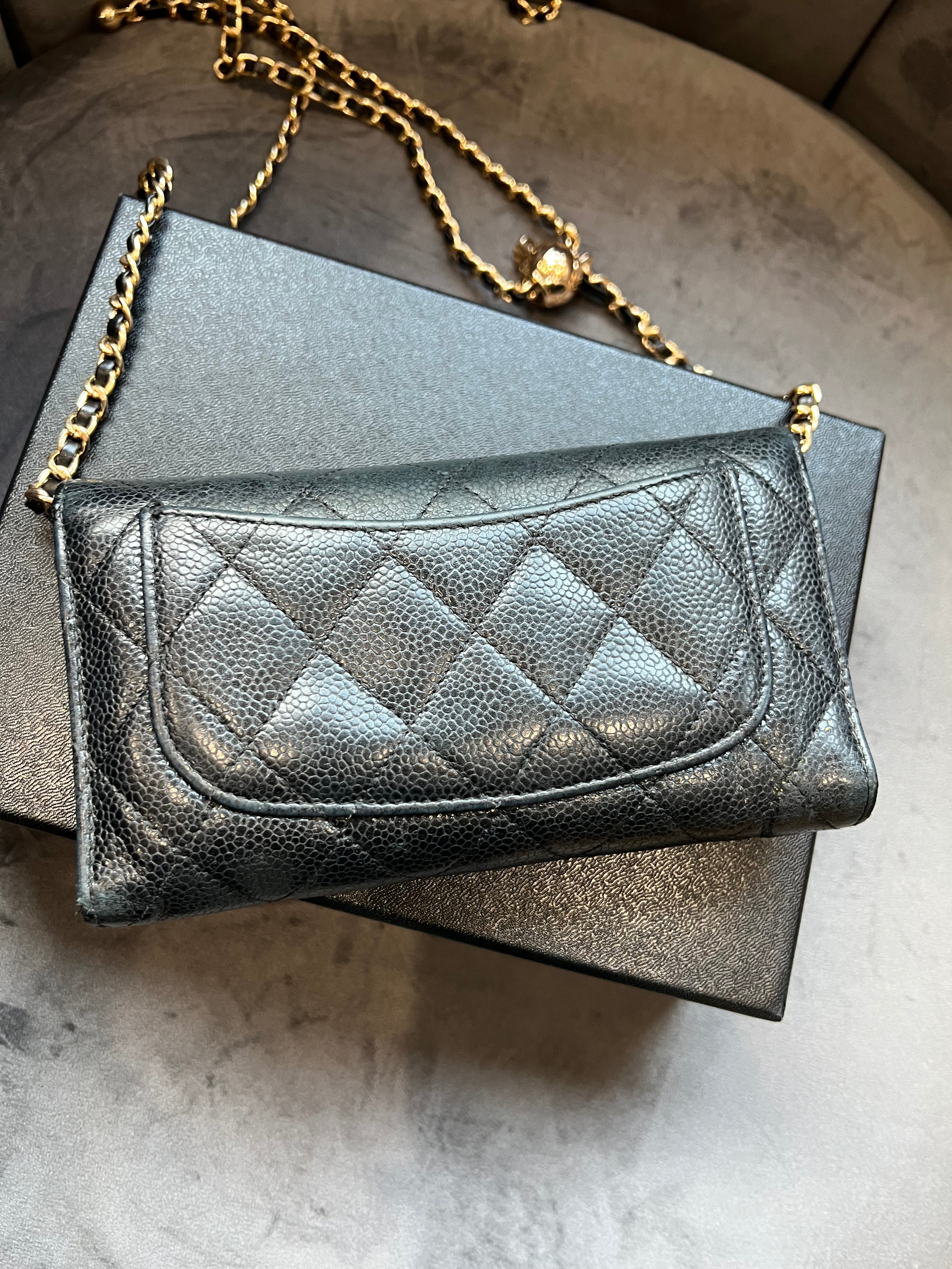Chanel caviar timeless wallet on chain