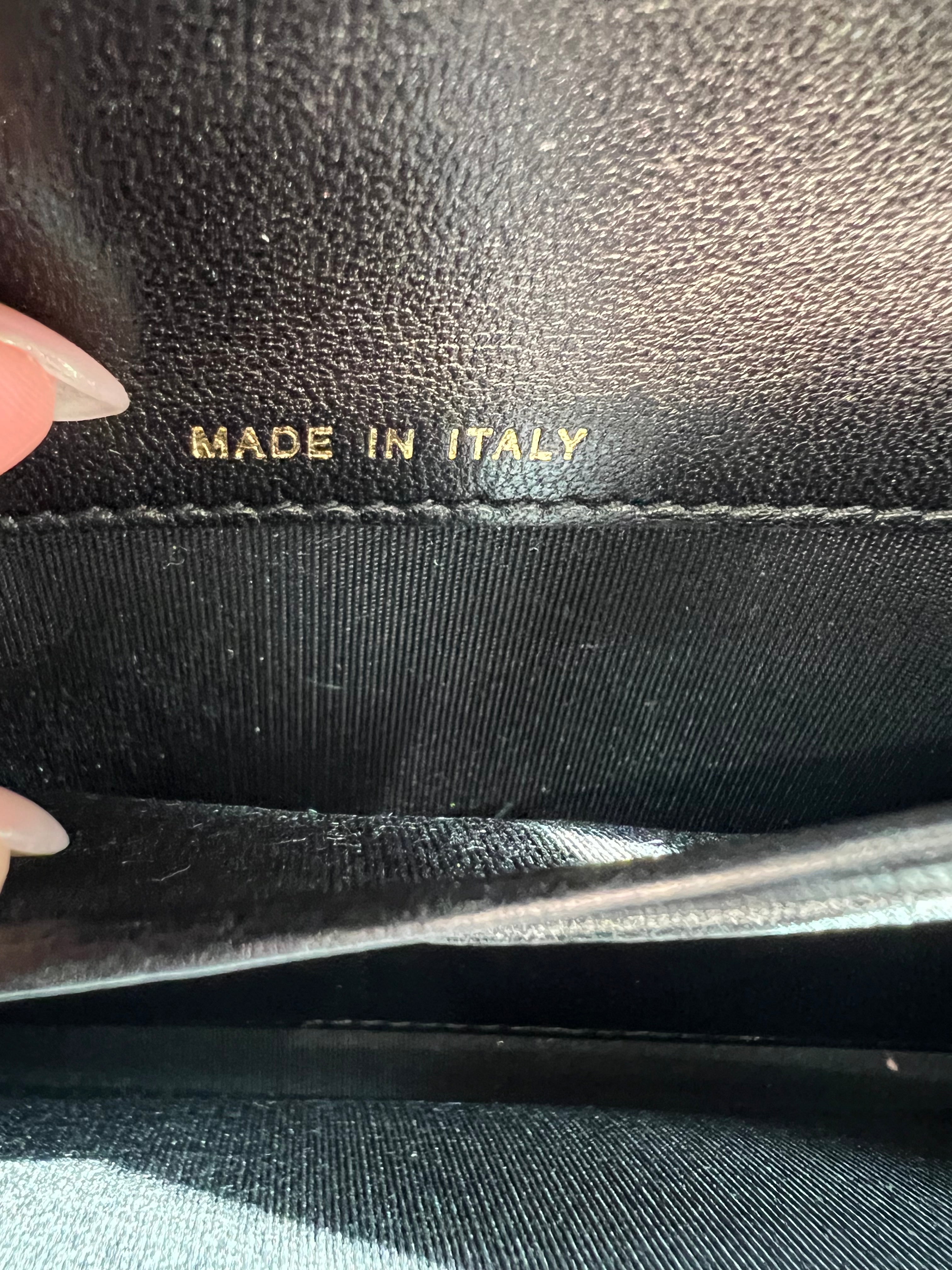 Chanel Boy Gusseted black wallet on chain