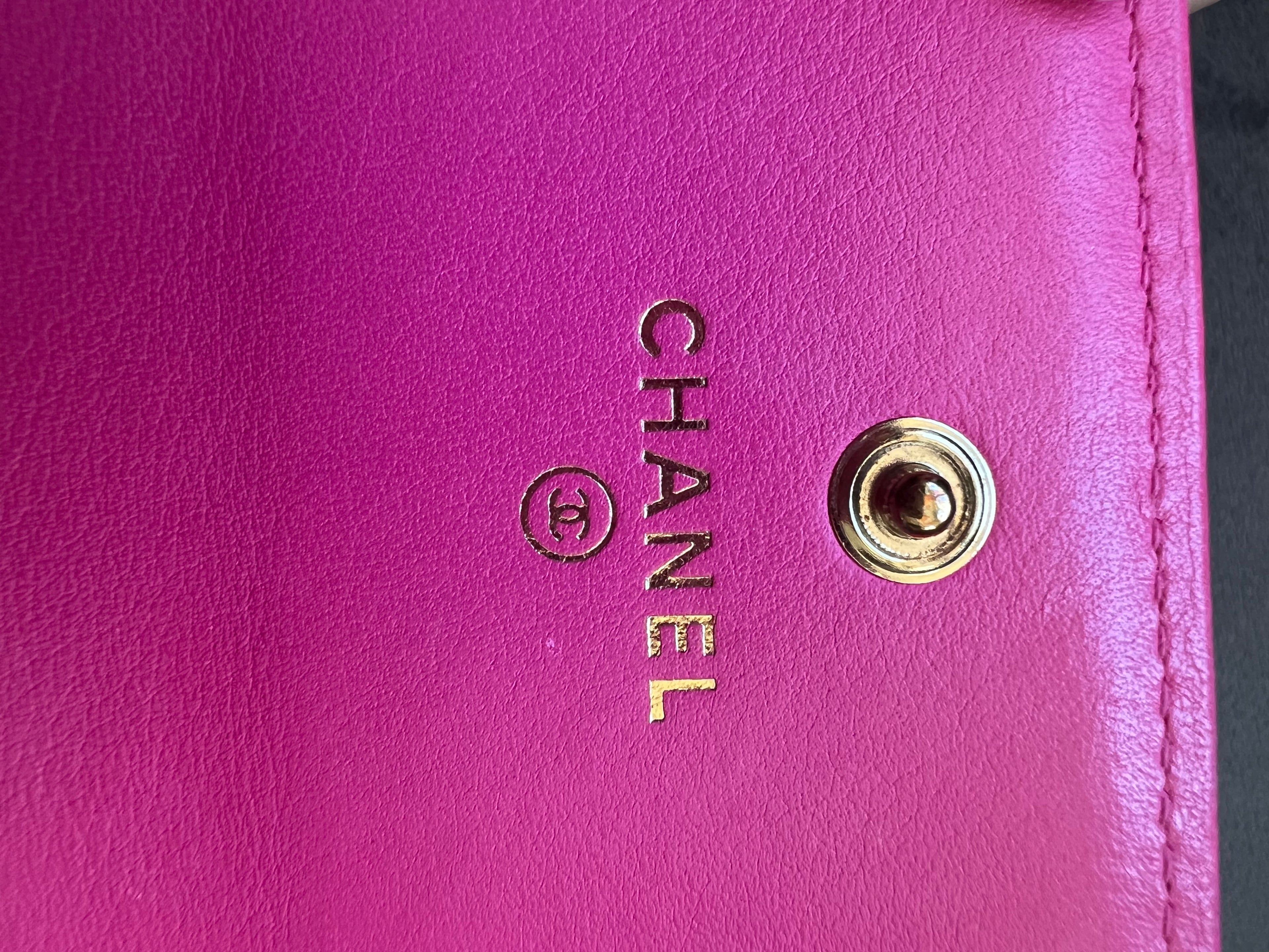 Pink Chanel Boy Gusseted wallet on chain