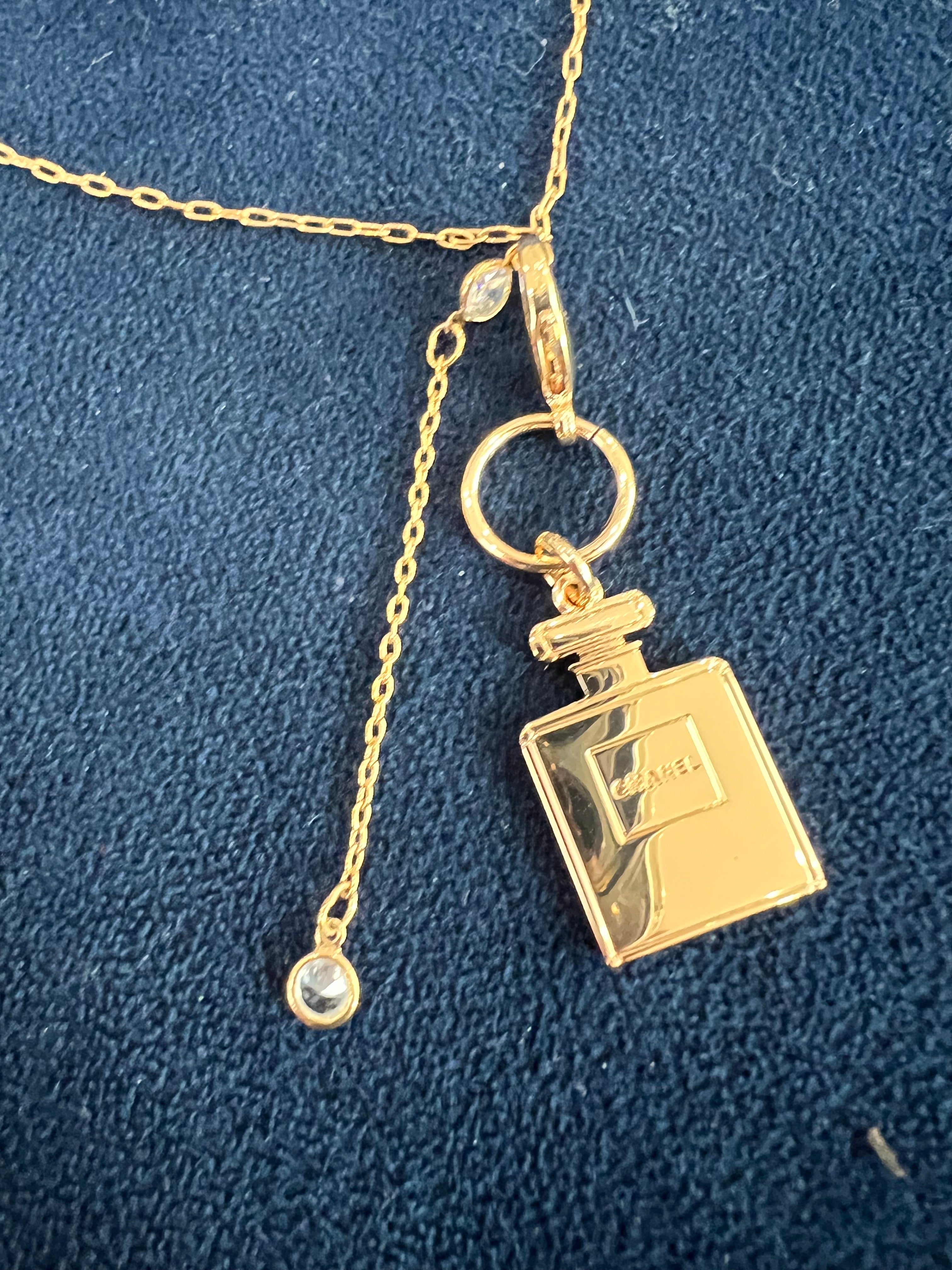 Chanel perfume charm lariat necklace