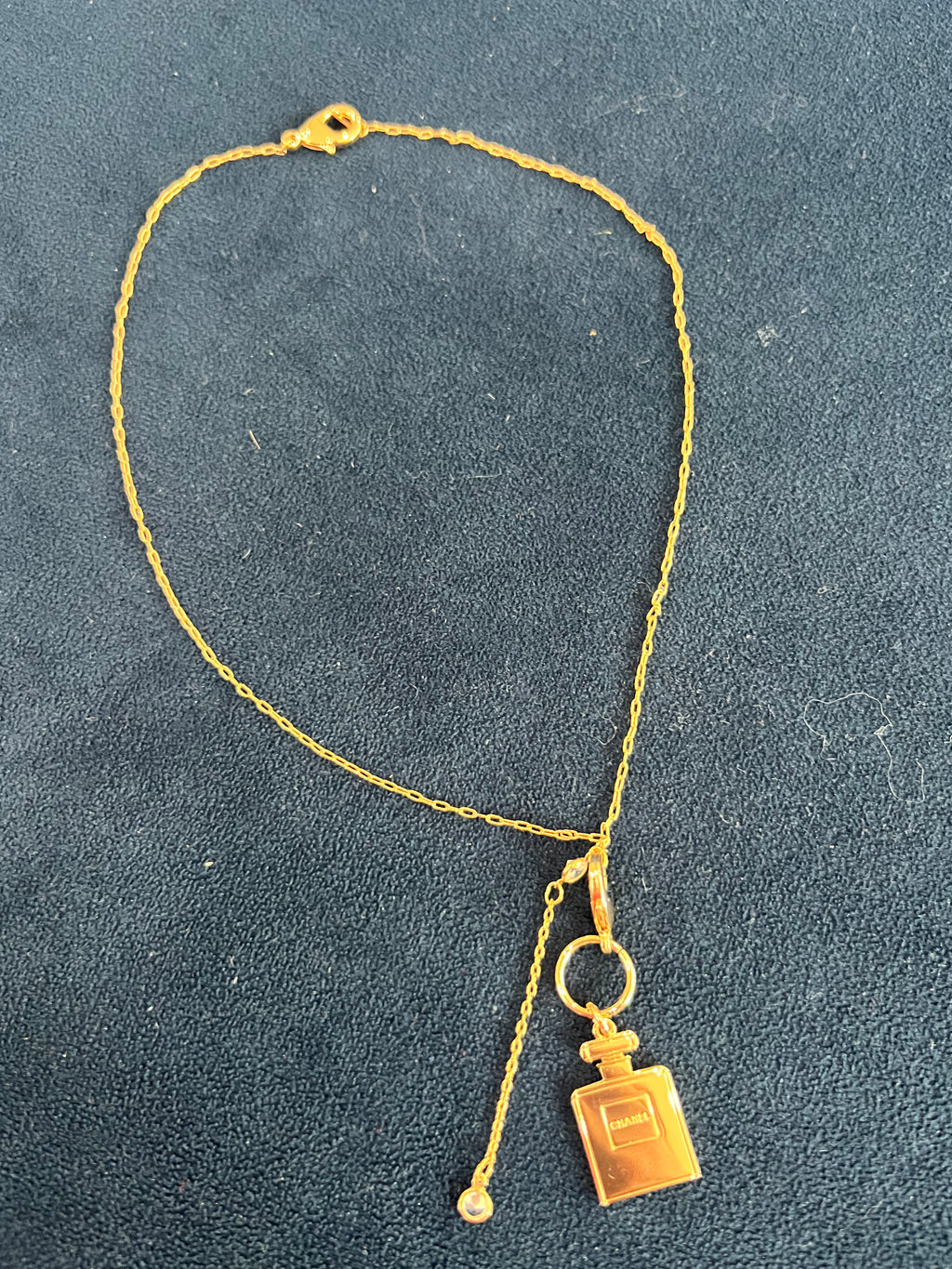 Chanel perfume charm lariat necklace