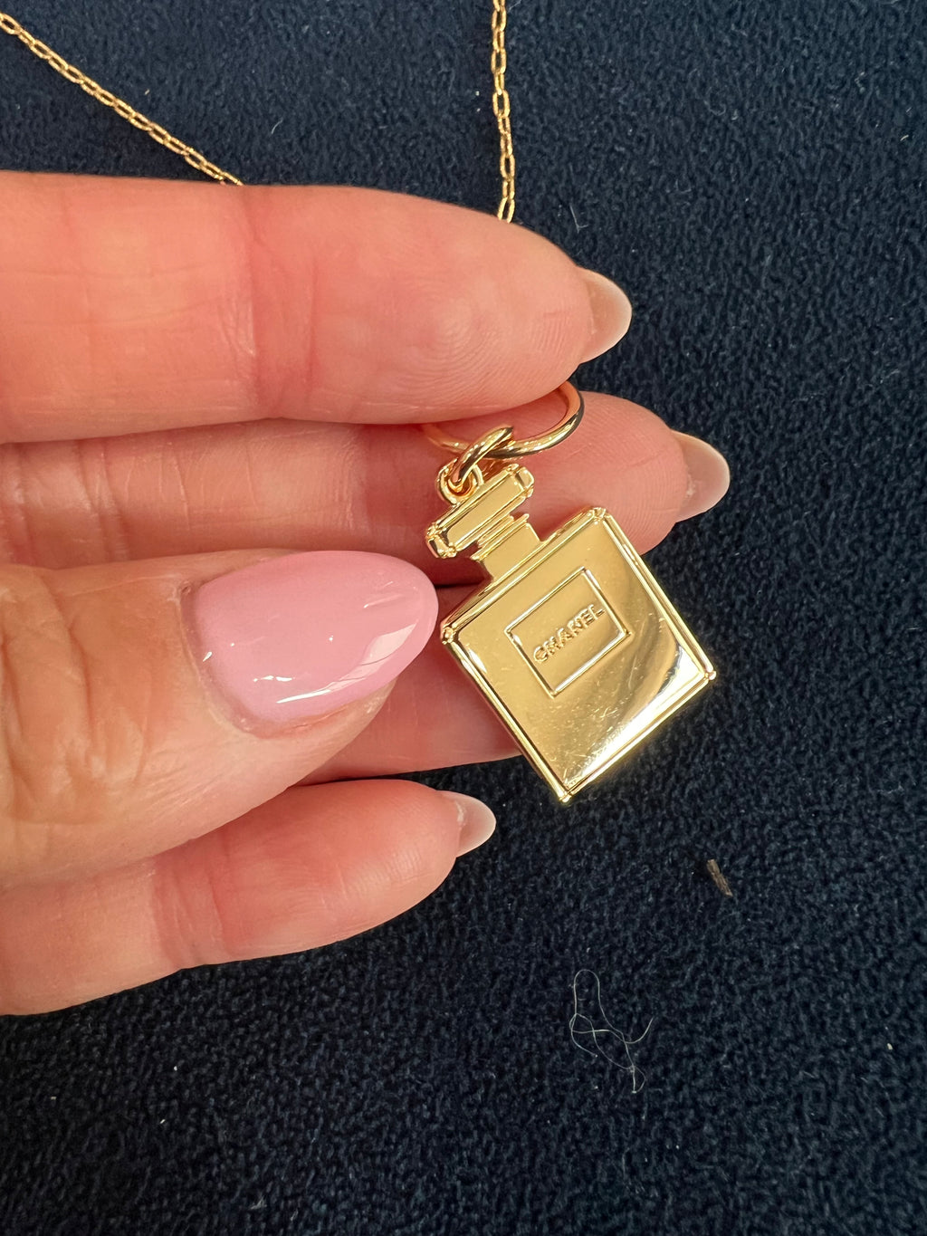 Chanel perfume charm lariat necklace