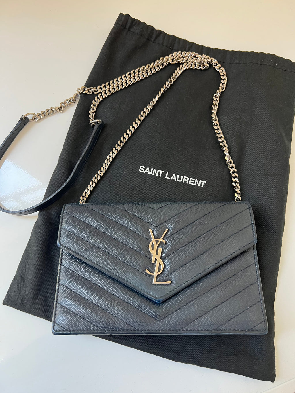 YSL monogram WOC navy small