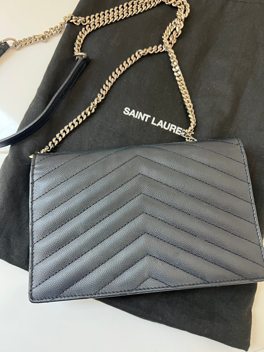 YSL monogram WOC navy small