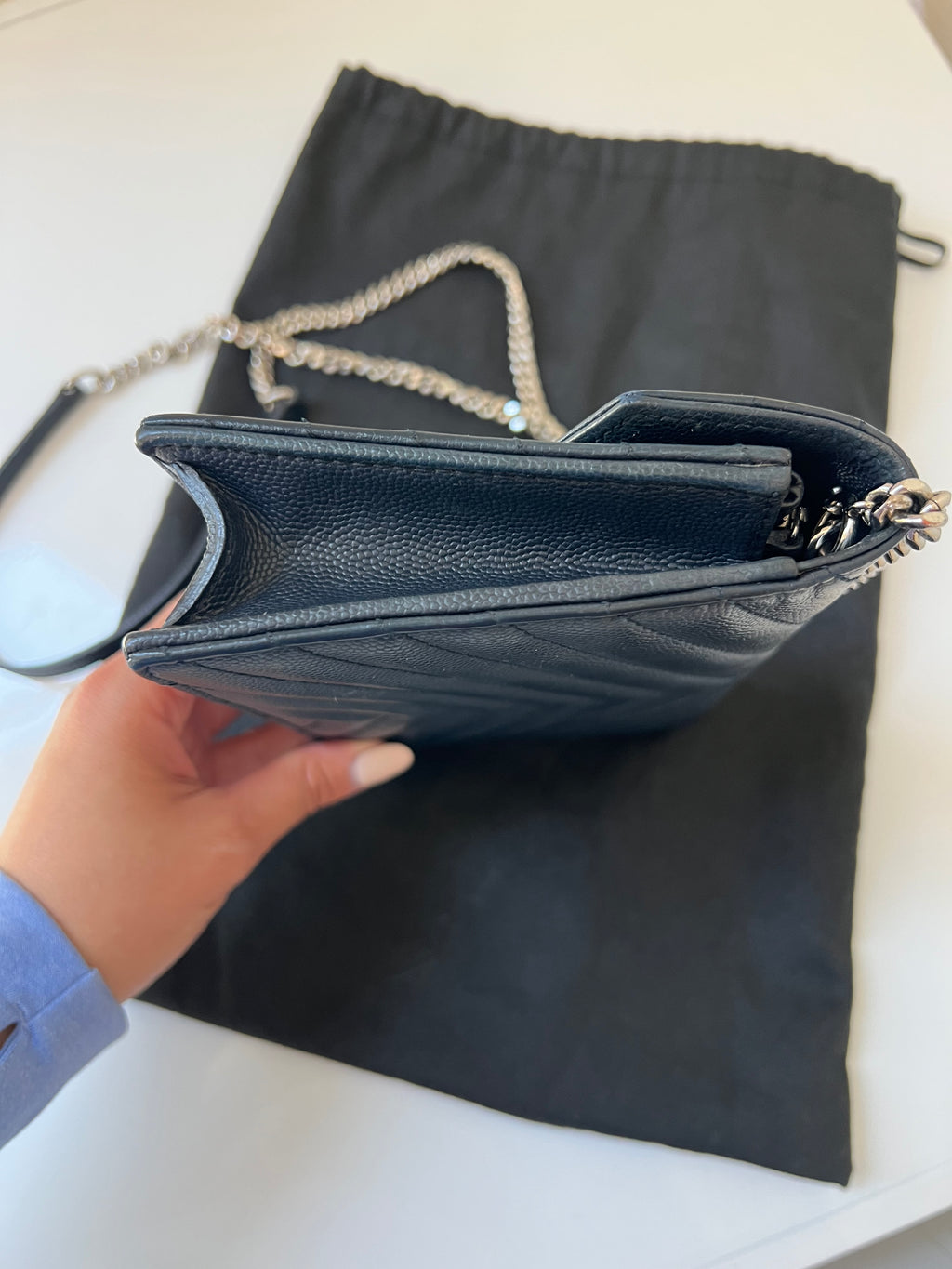 YSL monogram WOC navy small
