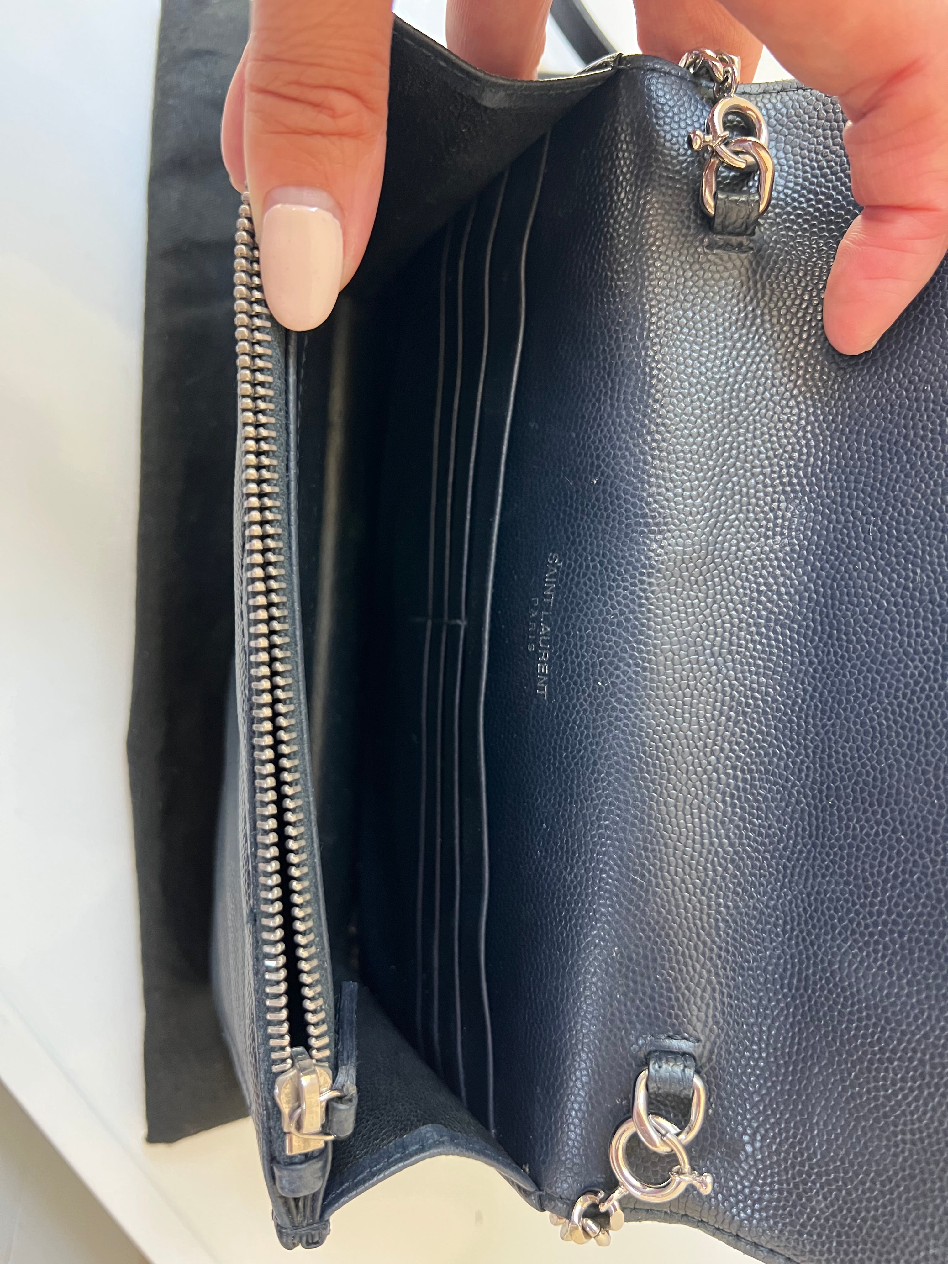 YSL monogram WOC navy small