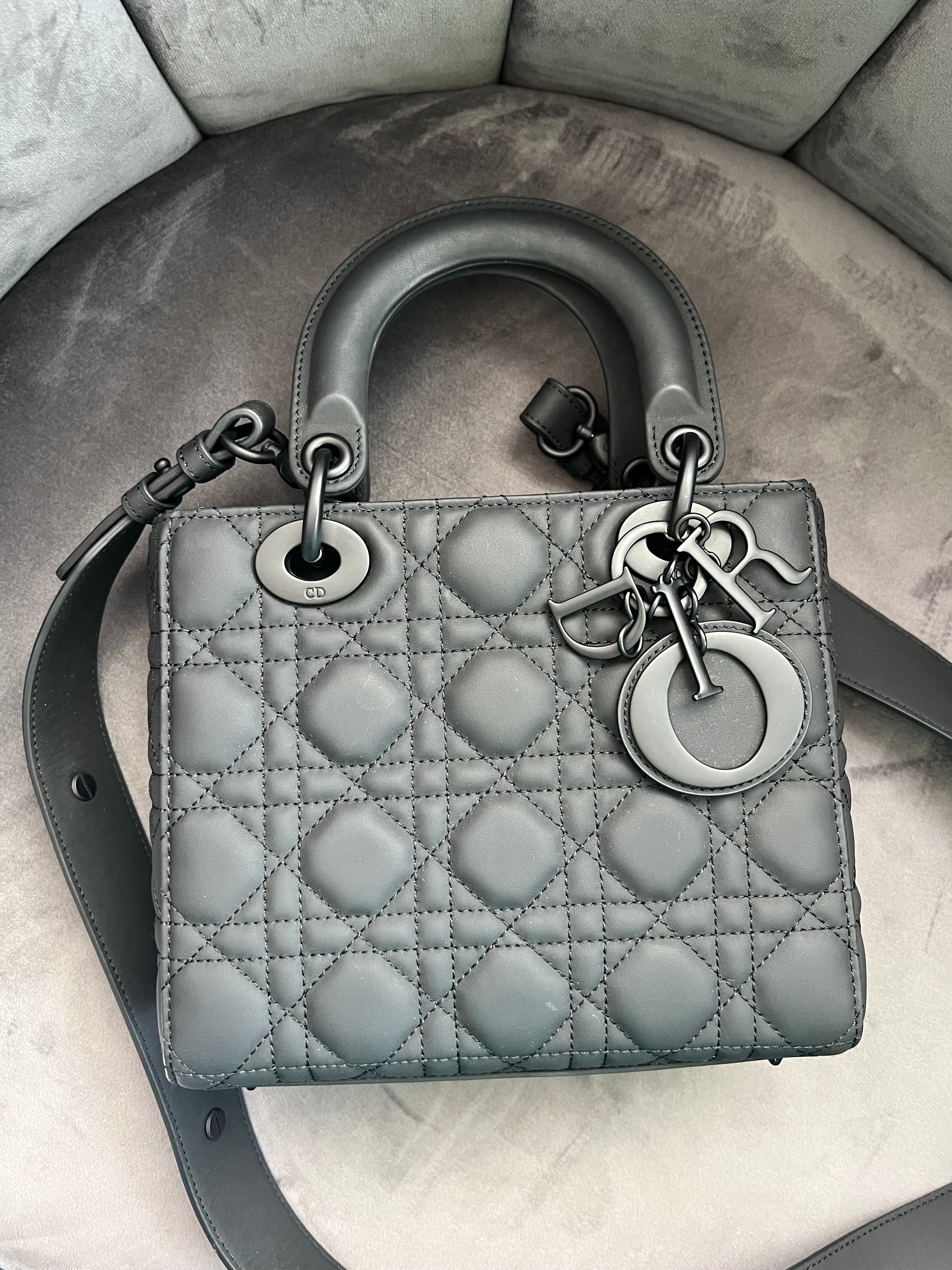 CHRISTIAN DIOR Ultra Matte Cannage Small My ABCDior Lady Dior in black