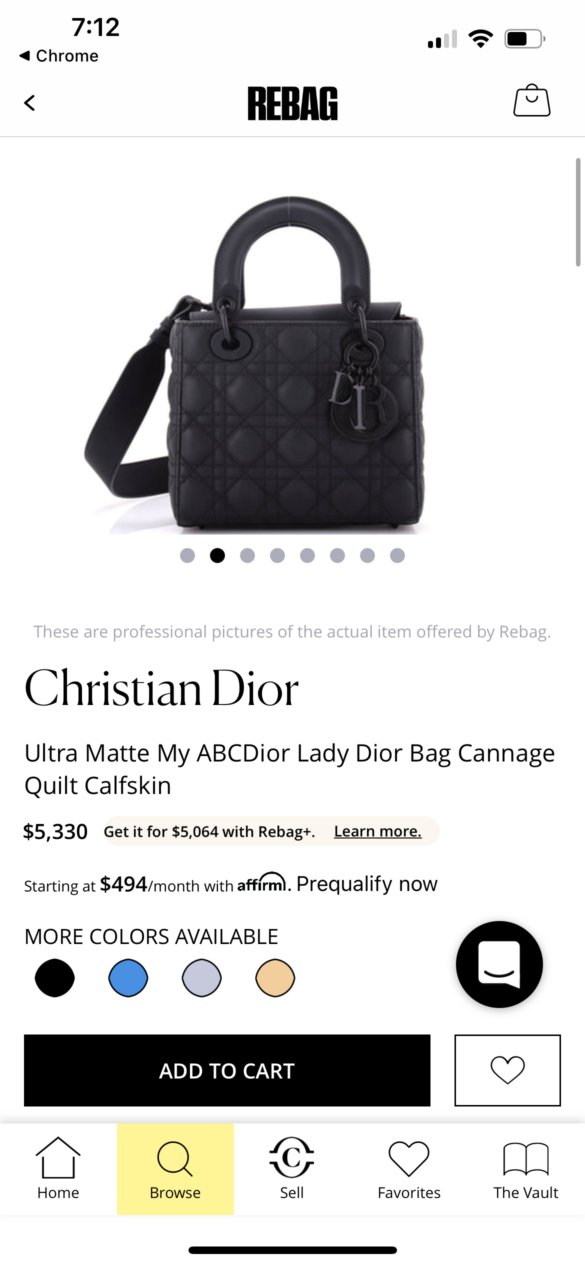 CHRISTIAN DIOR Ultra Matte Cannage Small My ABCDior Lady Dior in black