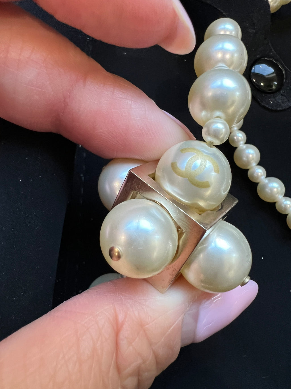 CHANEL Pearl And Cocomark Cube Classic Necklace