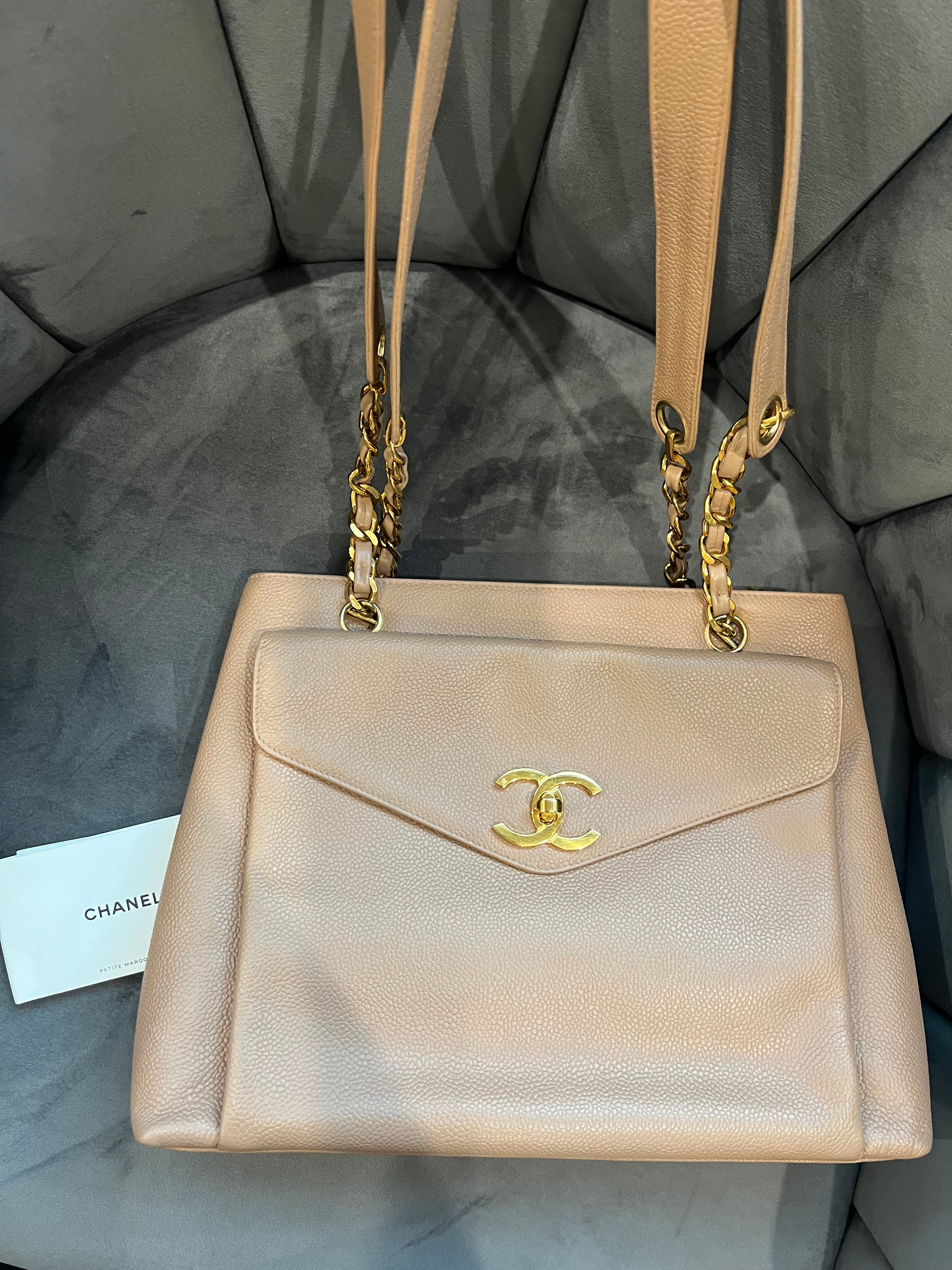 Chanel Caviar 24k Turnlock Tote Bag