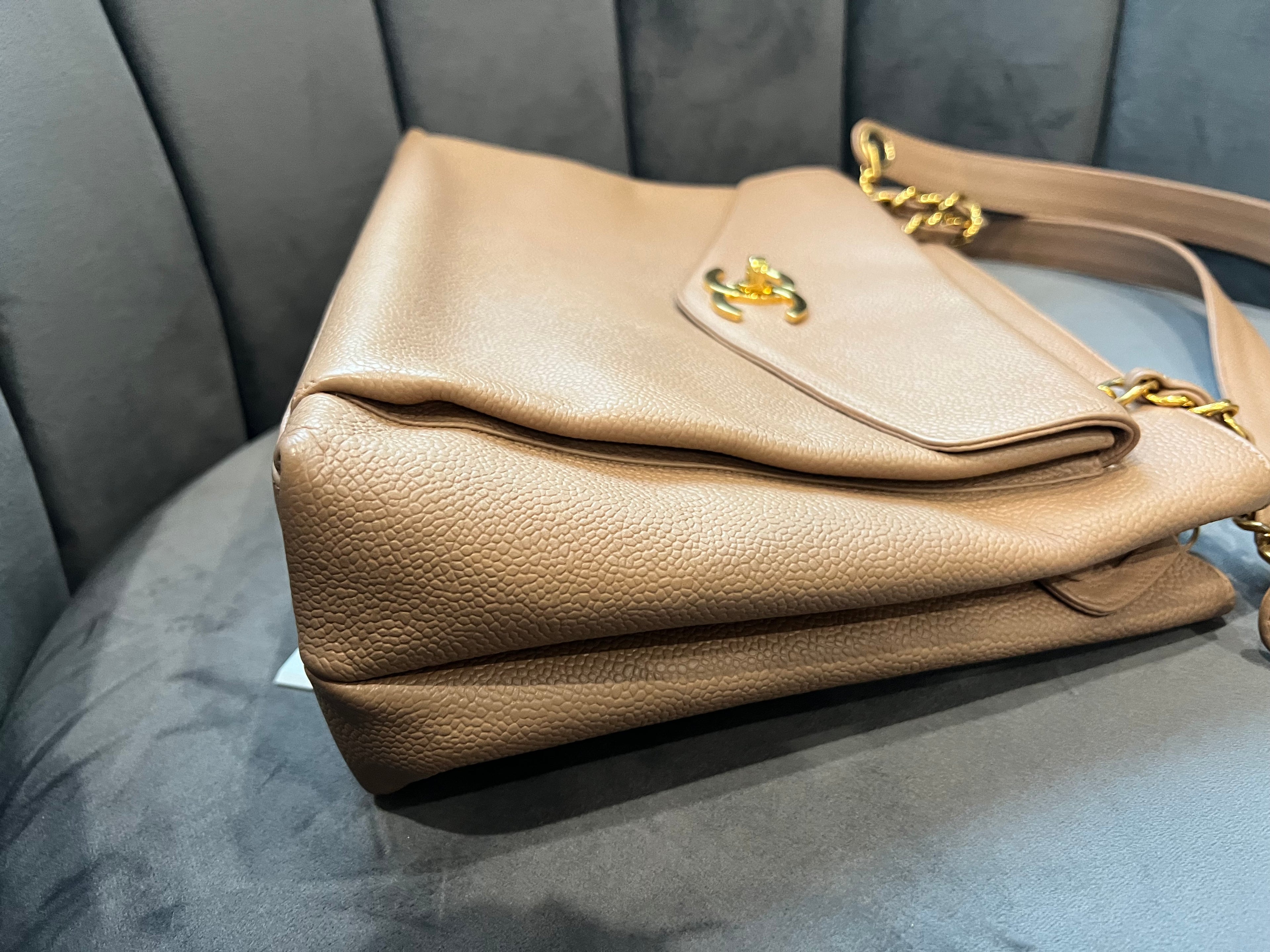 Chanel Caviar 24k Turnlock Tote Bag