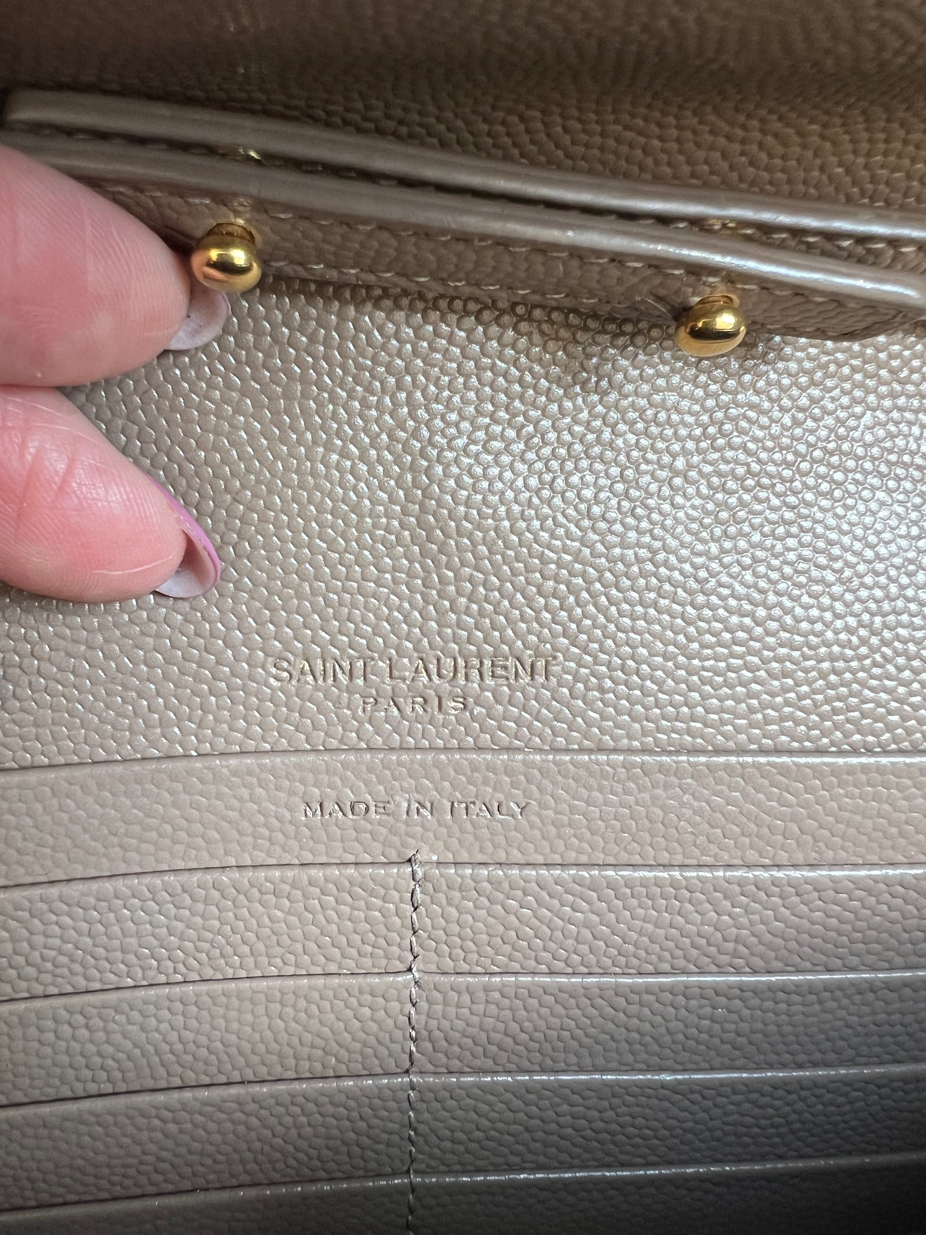 YSL cassadre envelope crossbody large dark beige