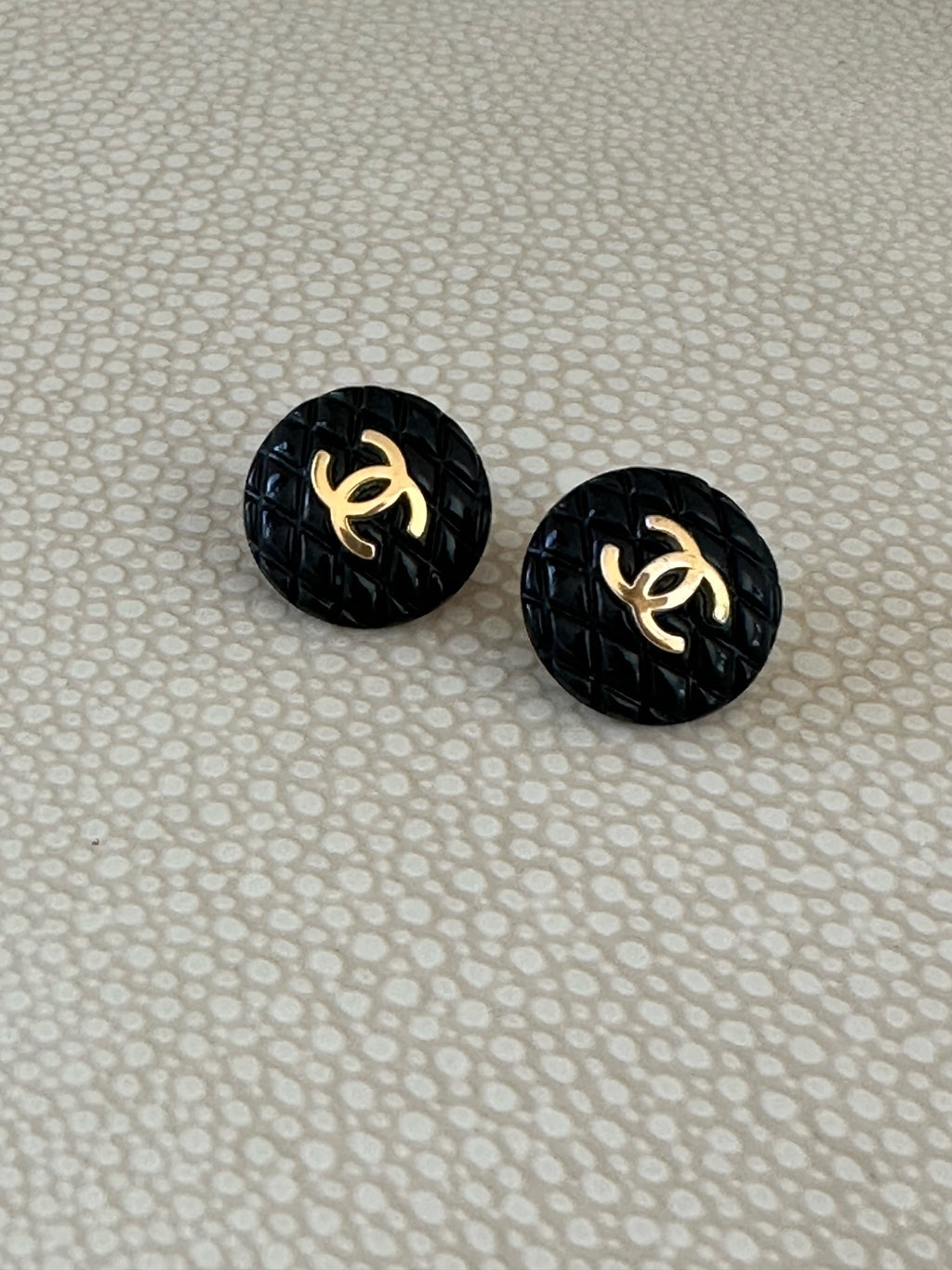 Vintage Chanel black resin earrings