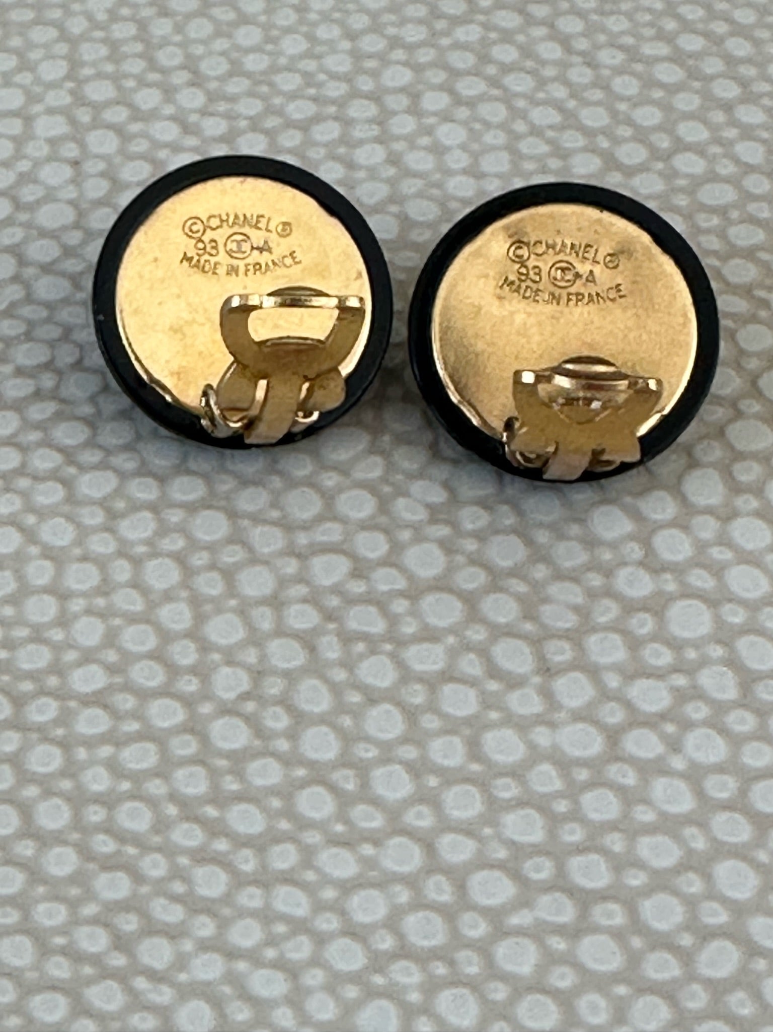 Vintage Chanel black resin earrings