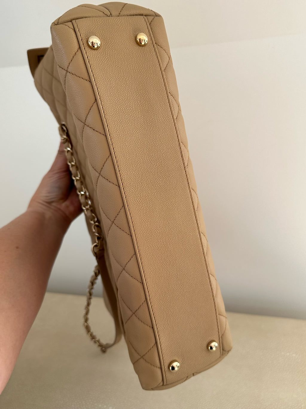 Chanel rolled up tote beige