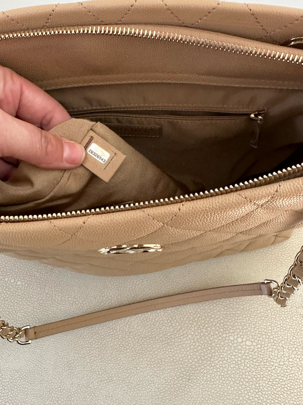 Chanel rolled up tote beige