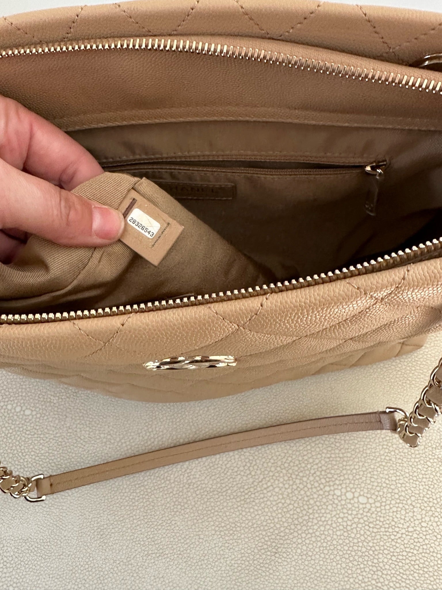 Chanel rolled up tote beige
