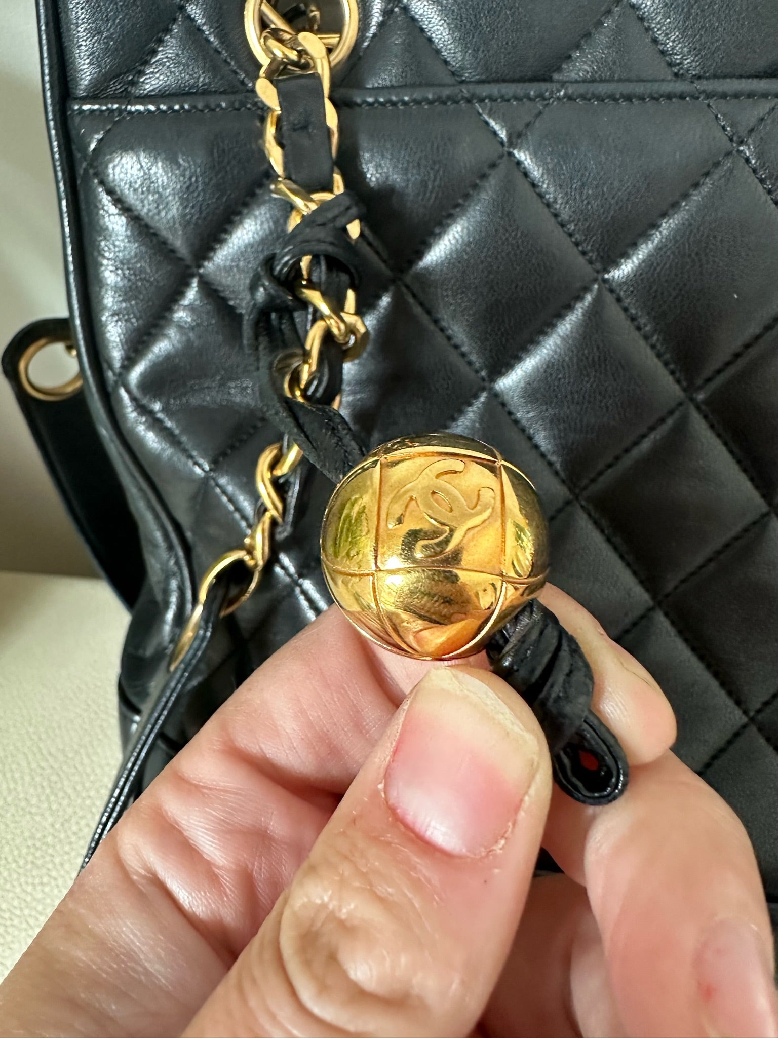 Vintage Chanel quilted tote 24k gold