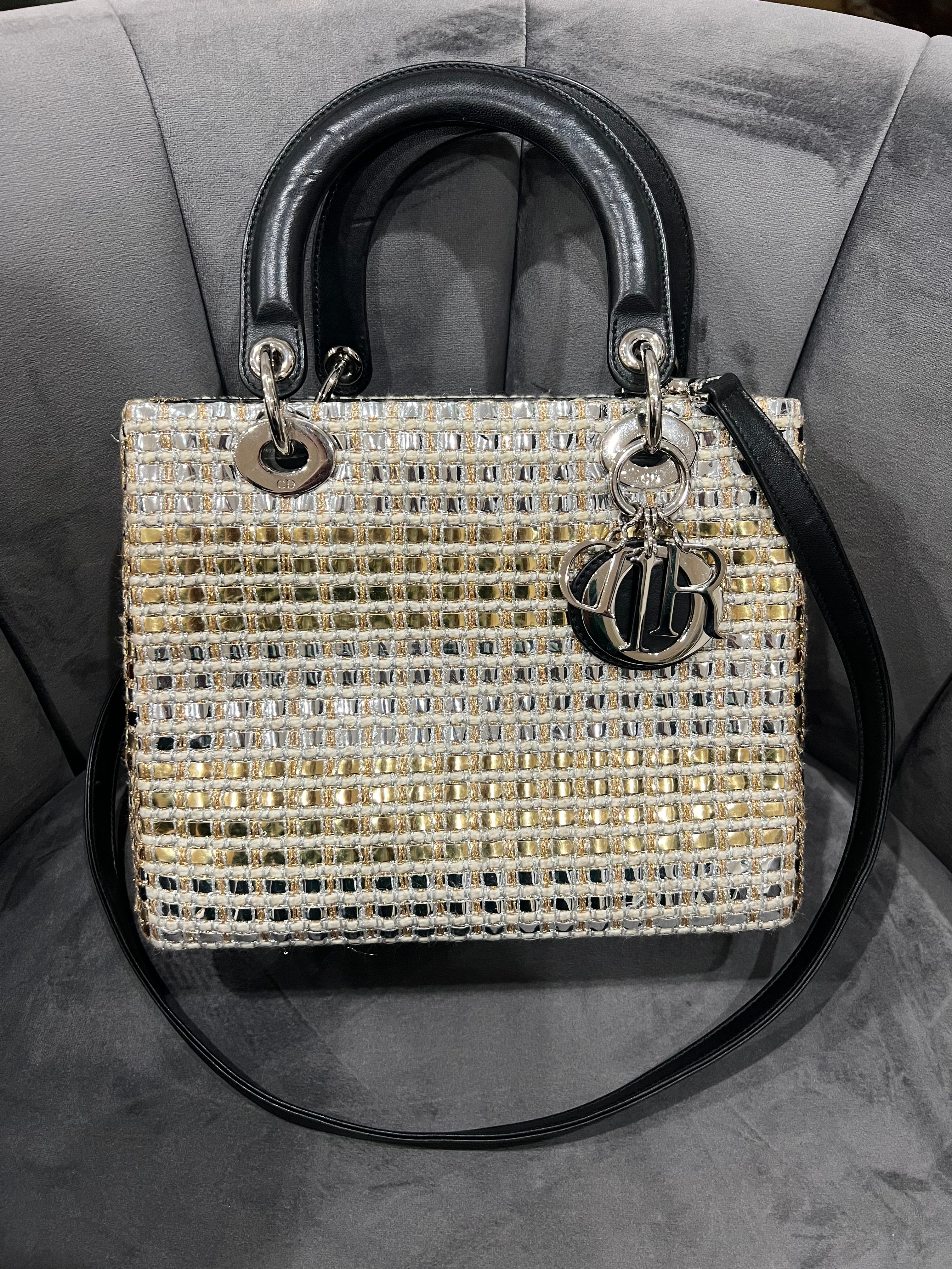 Lady Dior bag in rare metallic tweed
