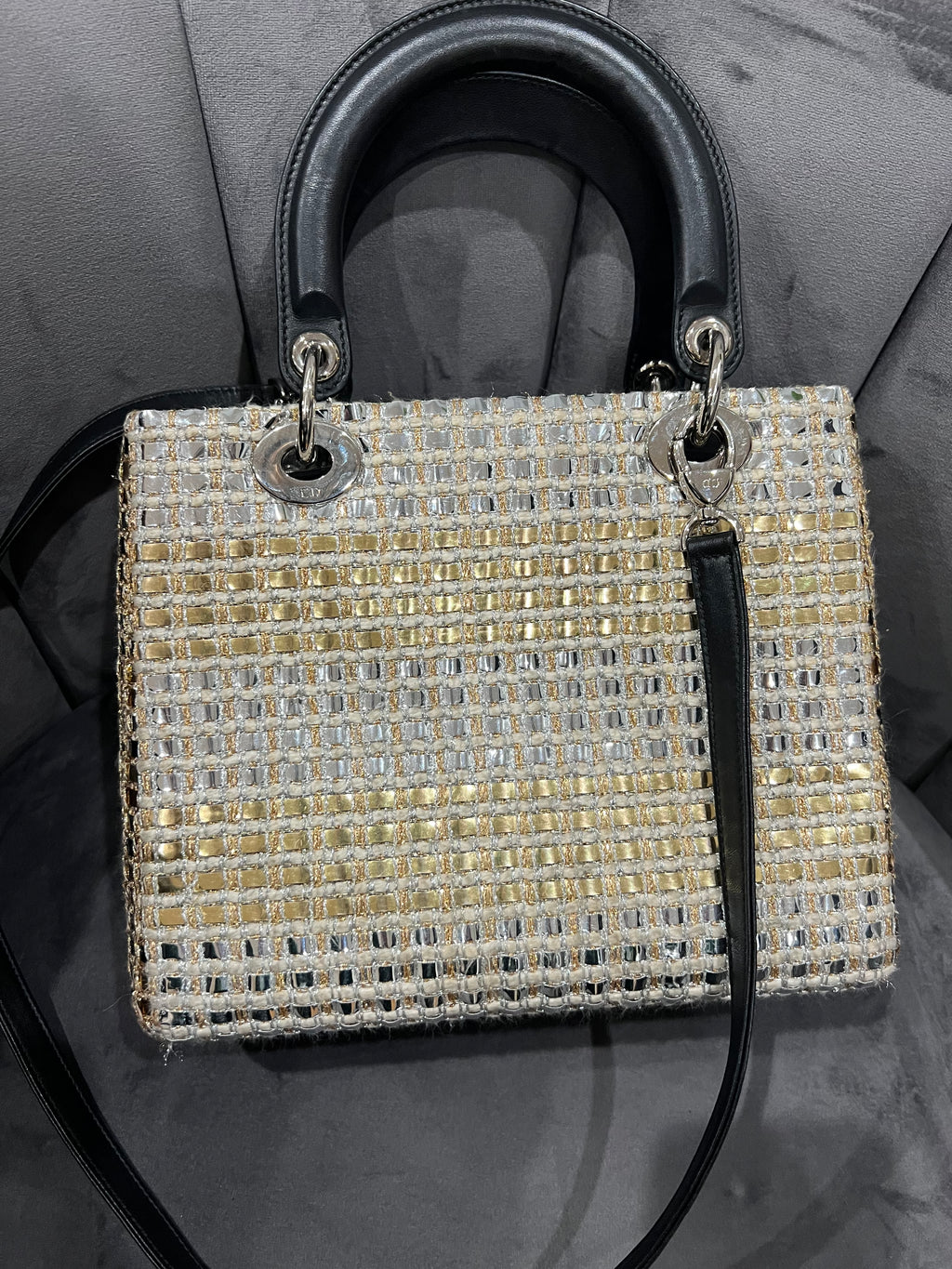 Lady Dior bag in rare metallic tweed