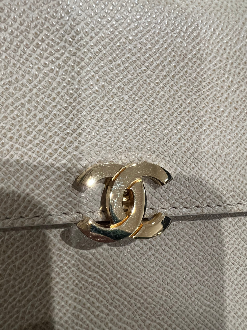 Chanel caviar beige clutch 24k gold hardware