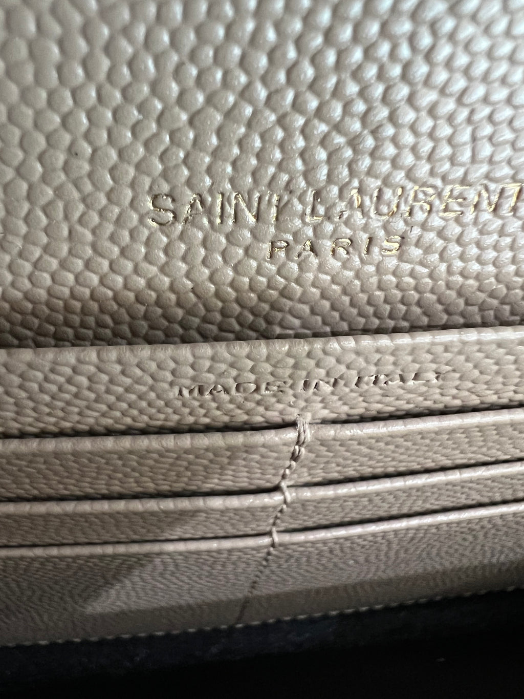 Beige Saint Laurent Cassandre Envelope Flap Wallet on Chain