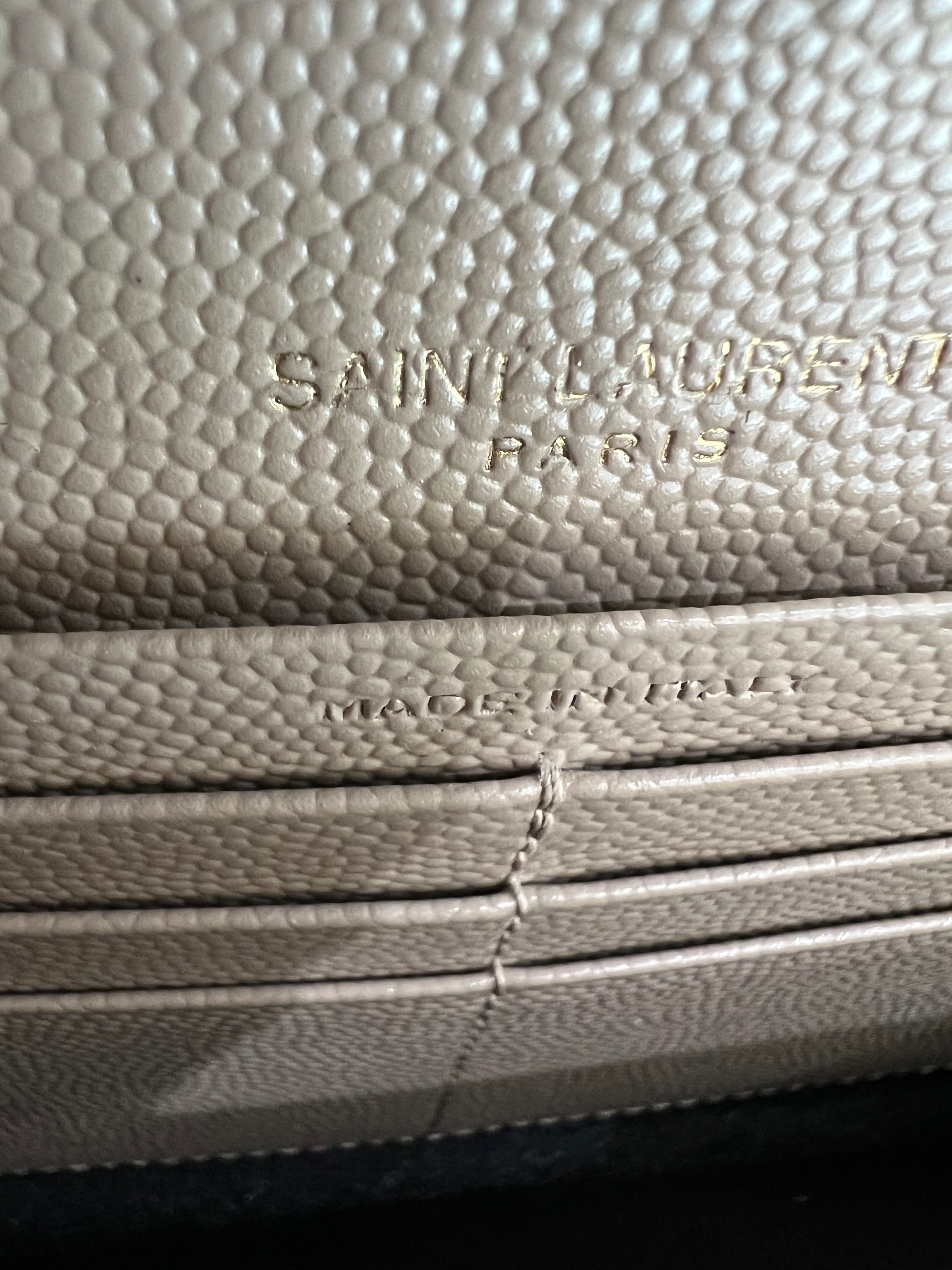 Beige Saint Laurent Cassandre Envelope Flap Wallet on Chain