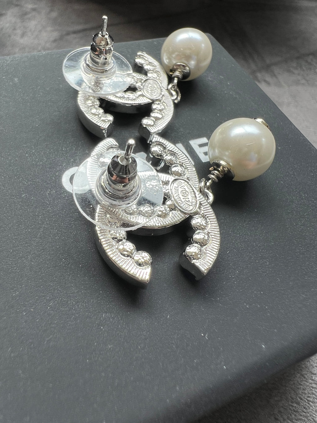 Chanel CC Crystal and Pearl Stud Earrings
