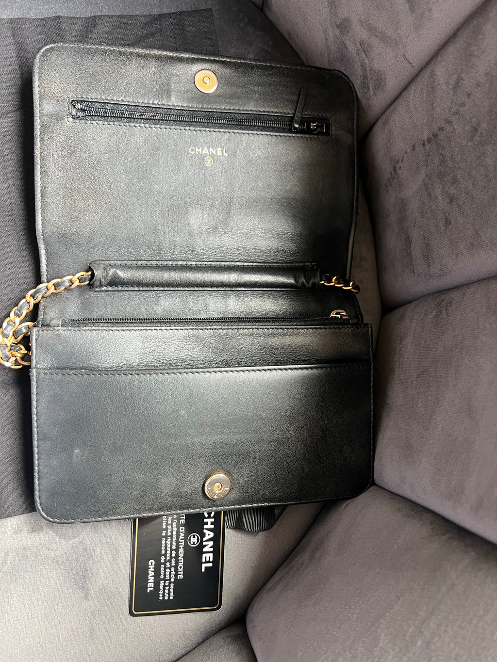 Chanel Caviar Quilted Boy Wallet On Chain WOC Black