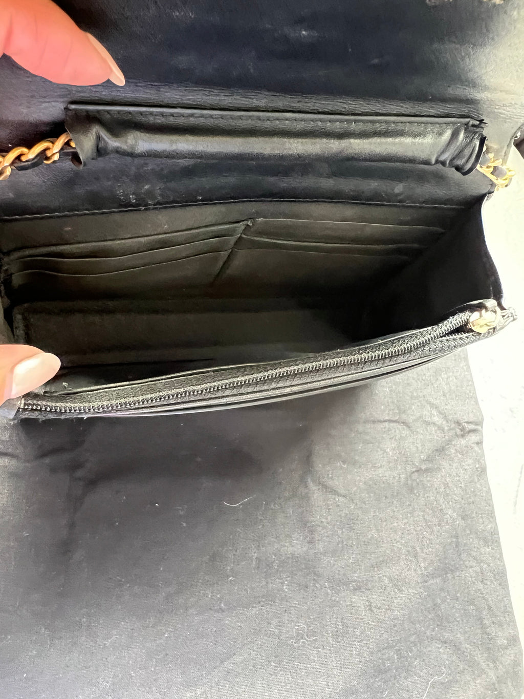Chanel Caviar Quilted Boy Wallet On Chain WOC Black