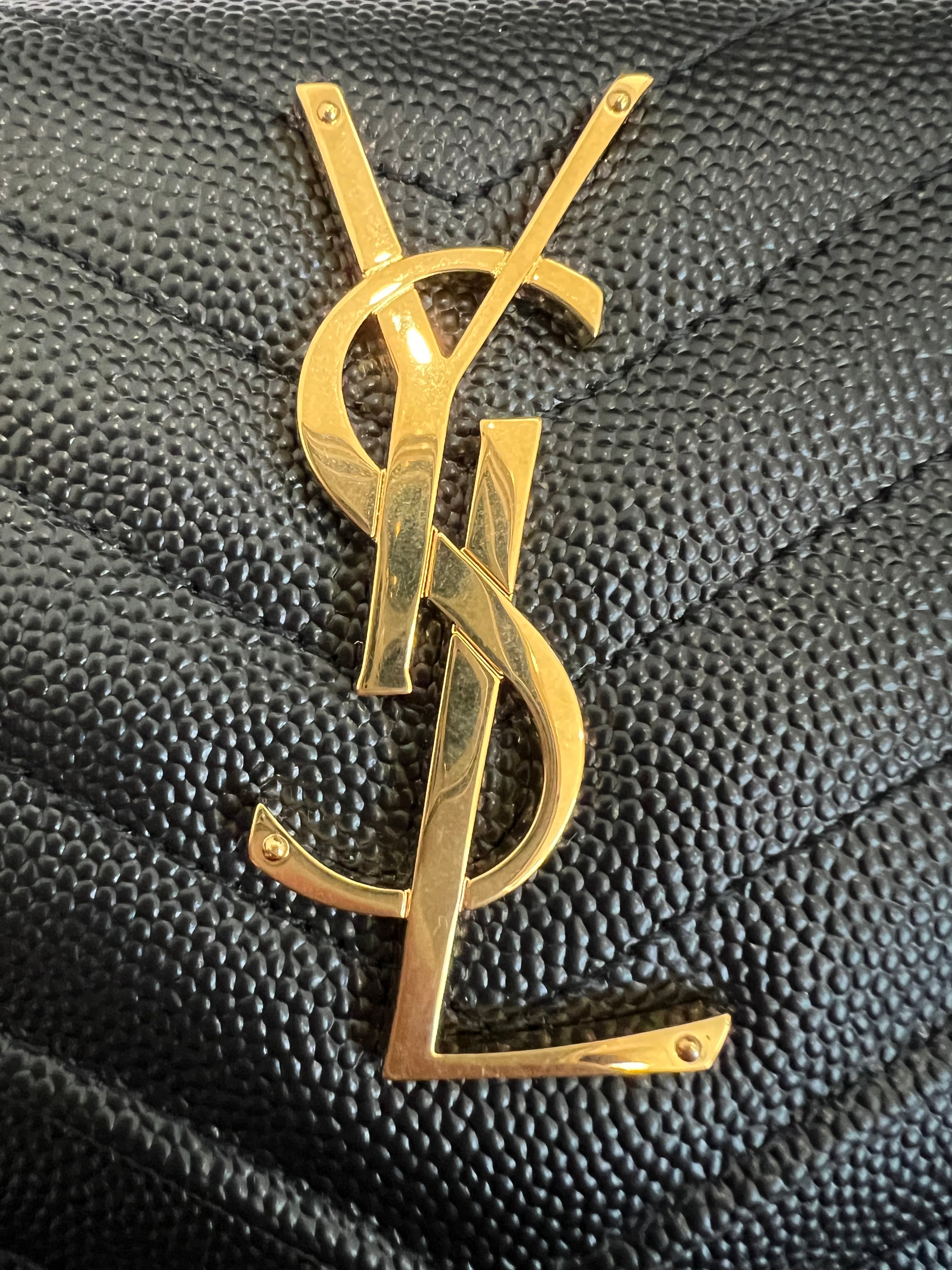 Black YSL cassandre envelope wallet on chain