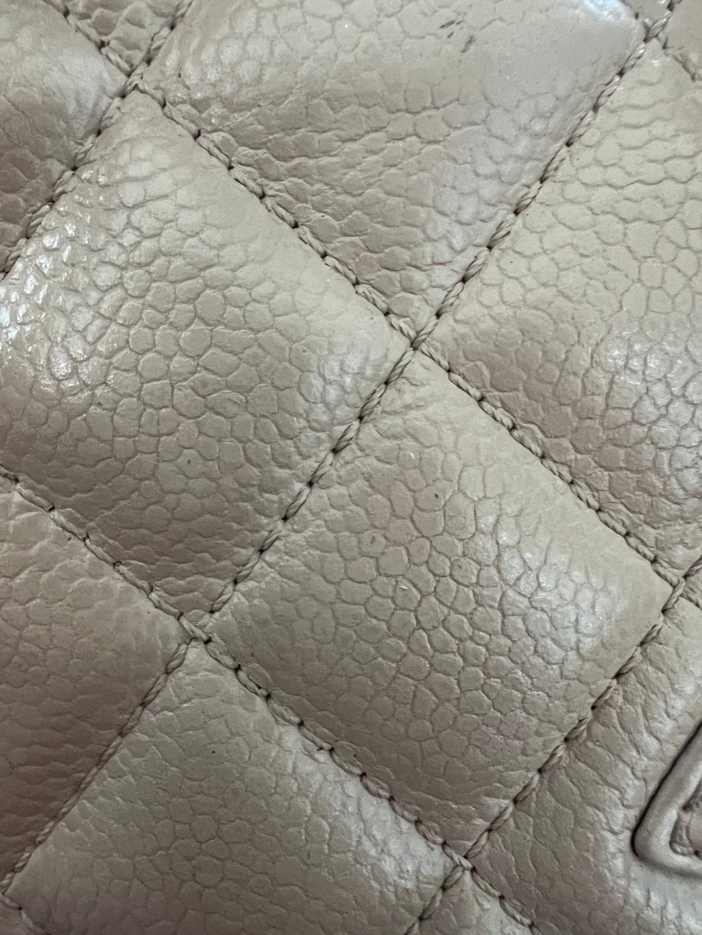 CHANEL Caviar Quilted Petite Shopping Tote PST beige