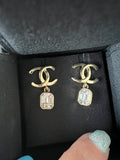 Chanel strass gold drop earrings
