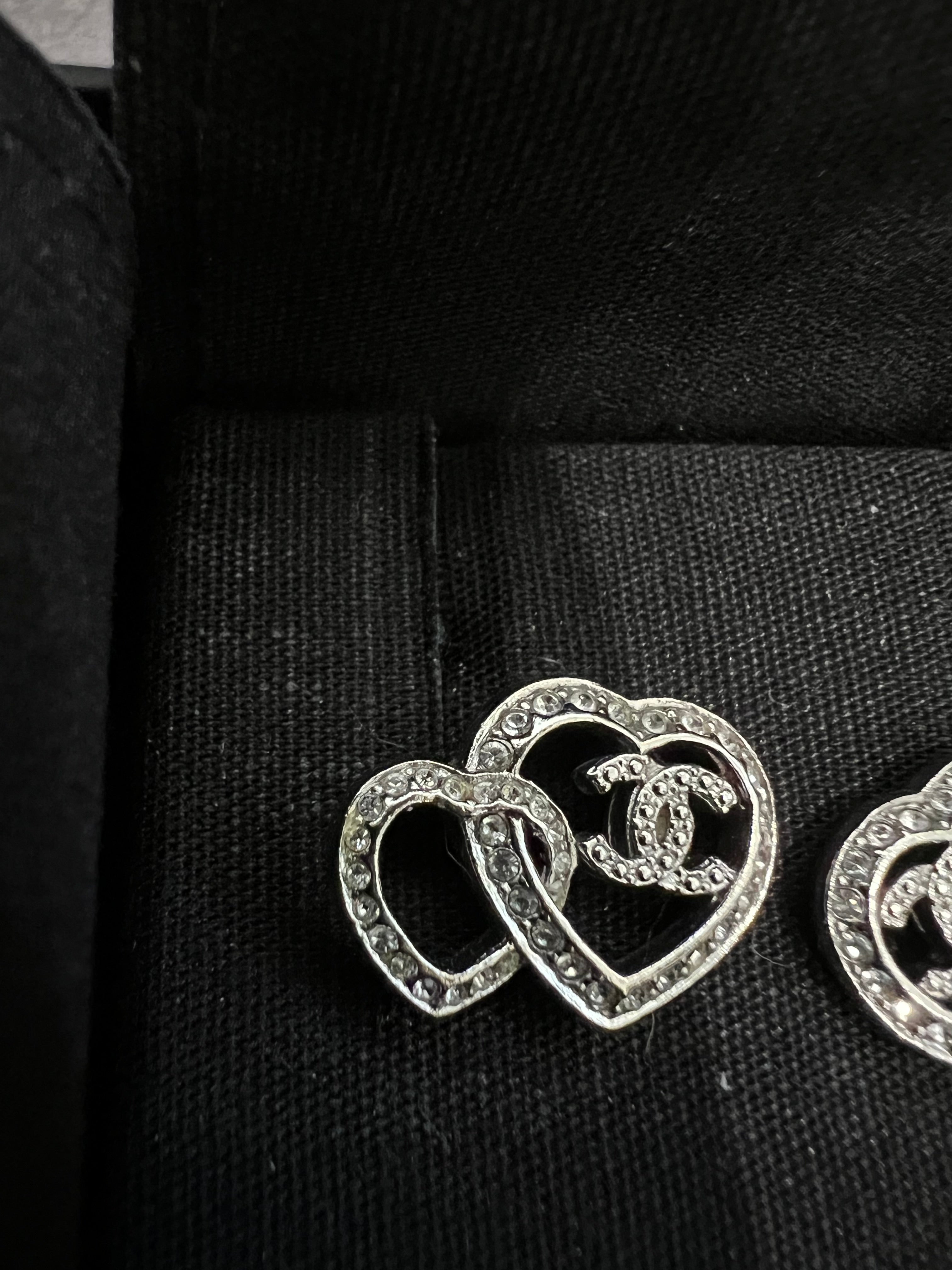 Chanel double heart earrings