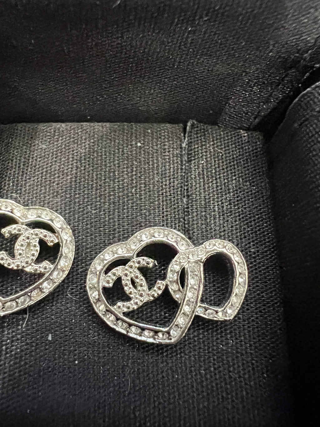 Chanel double heart earrings