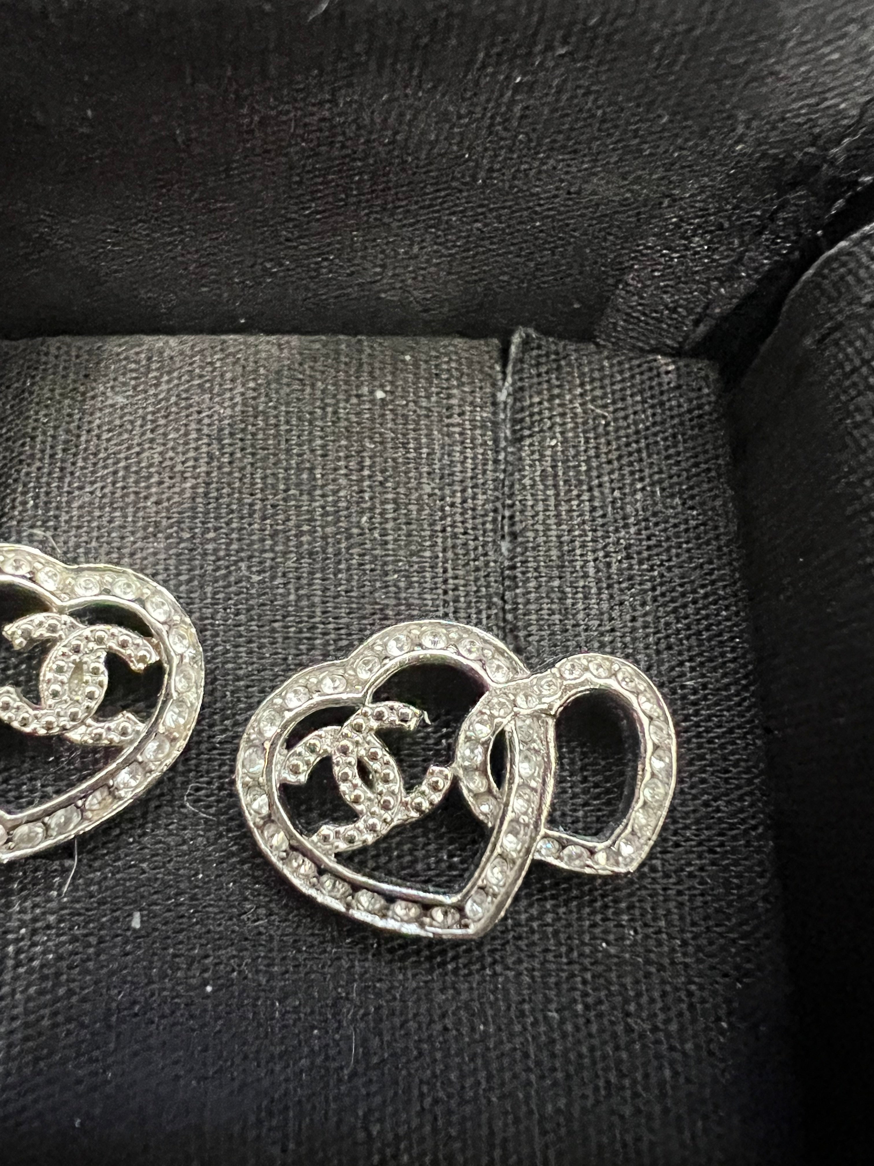 Chanel double heart earrings