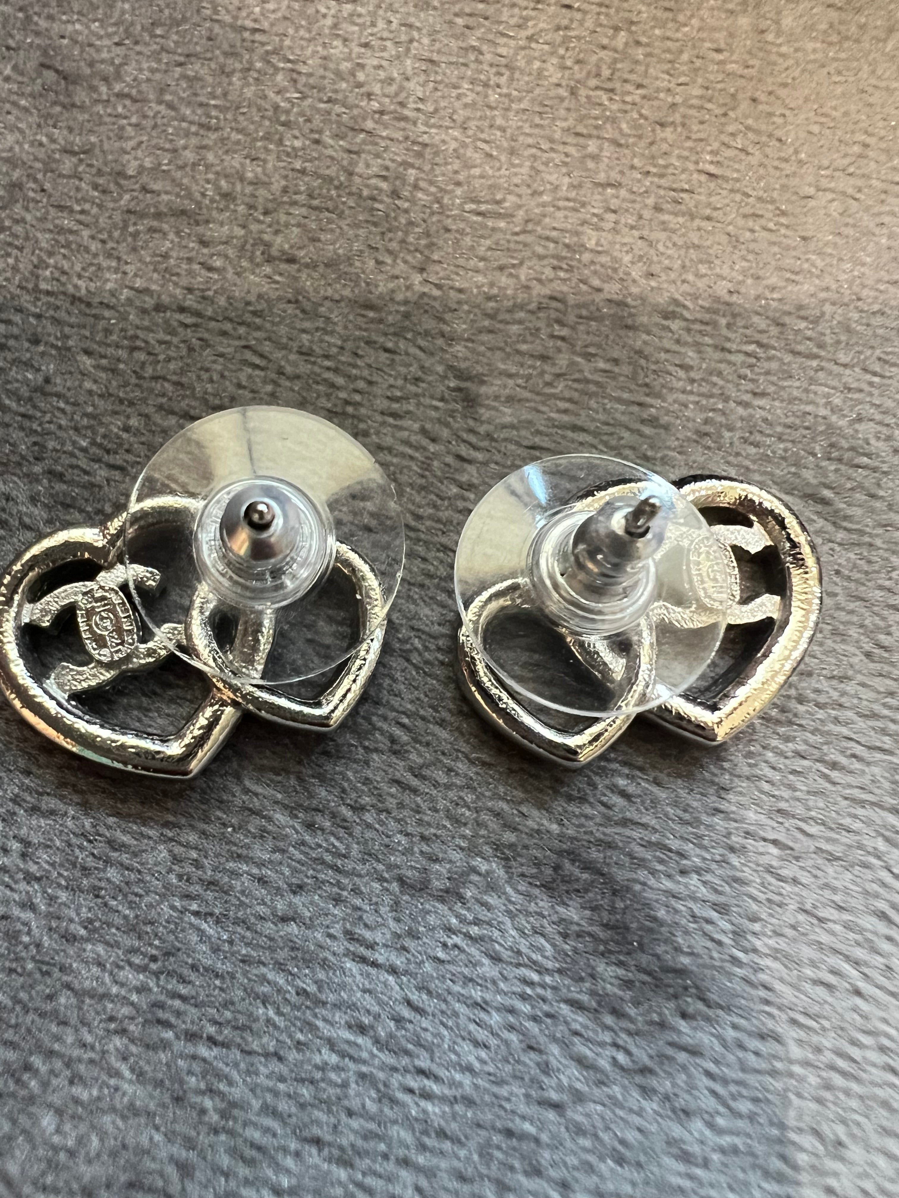 Chanel double heart earrings