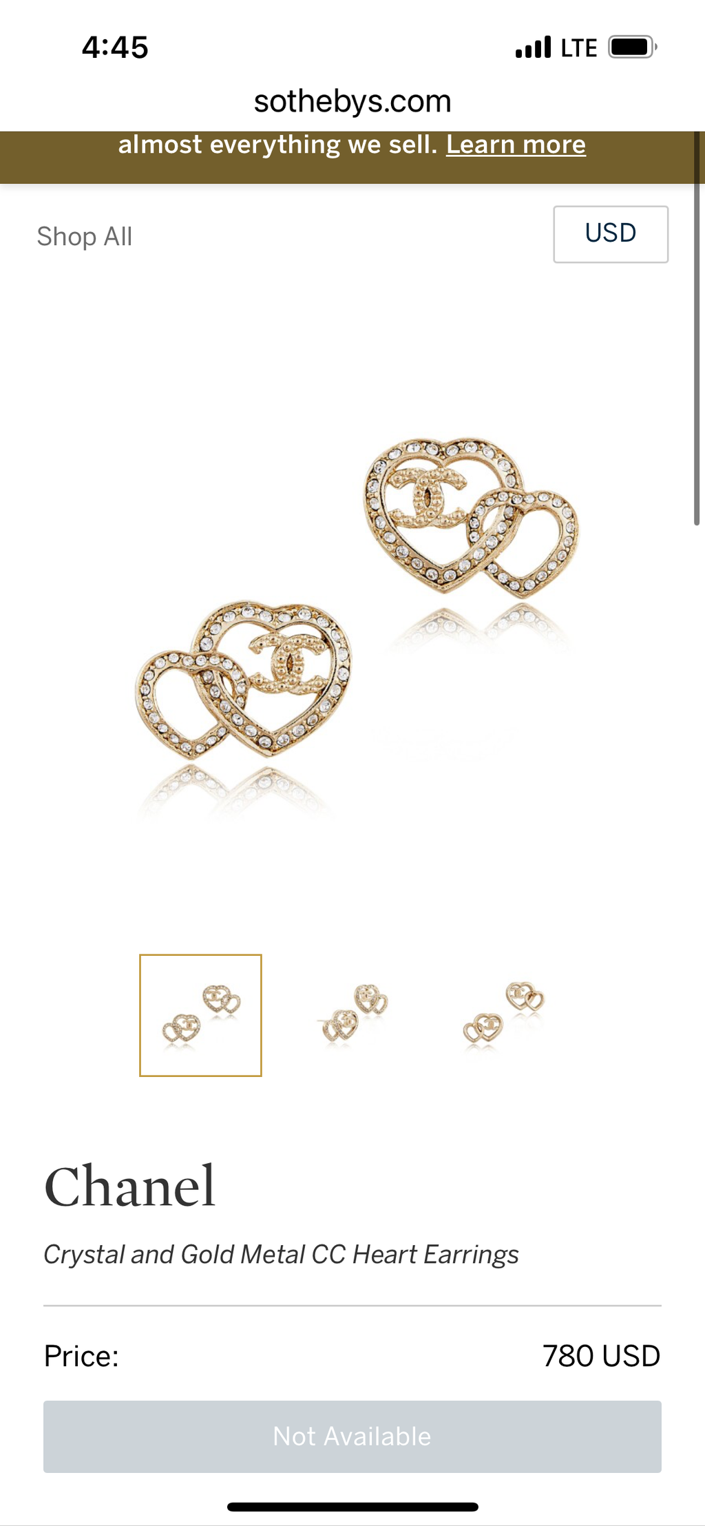 Chanel double heart earrings