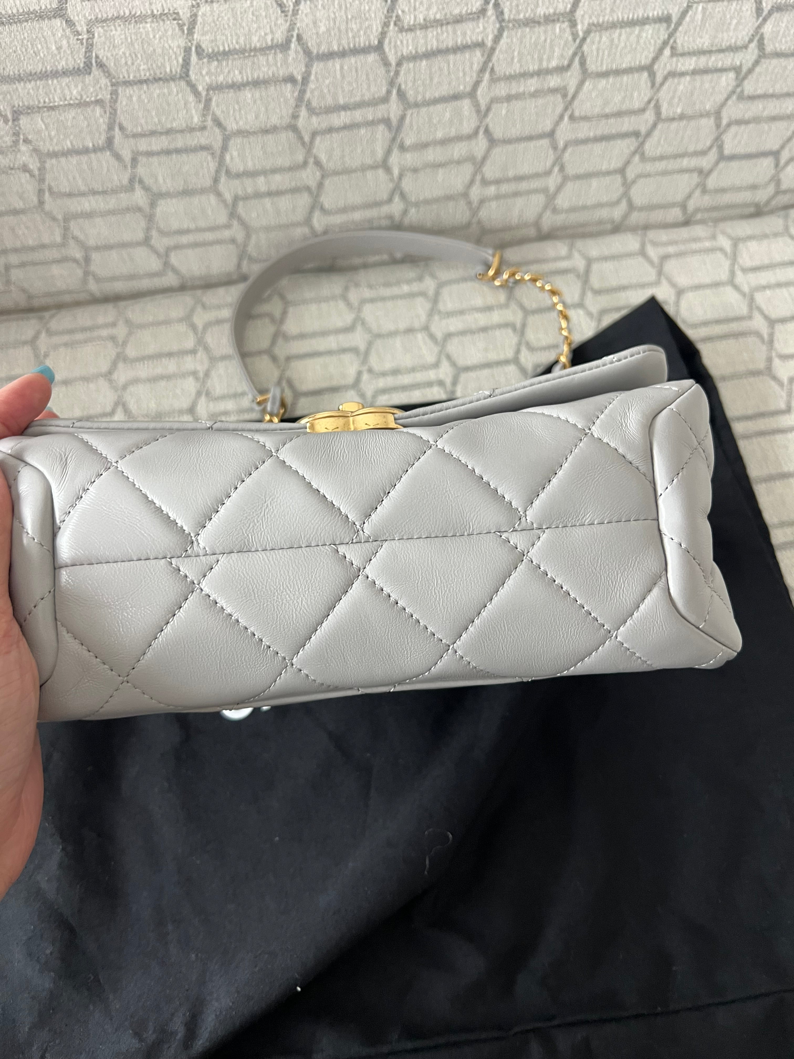 Chanel trendy double chain grey single flap