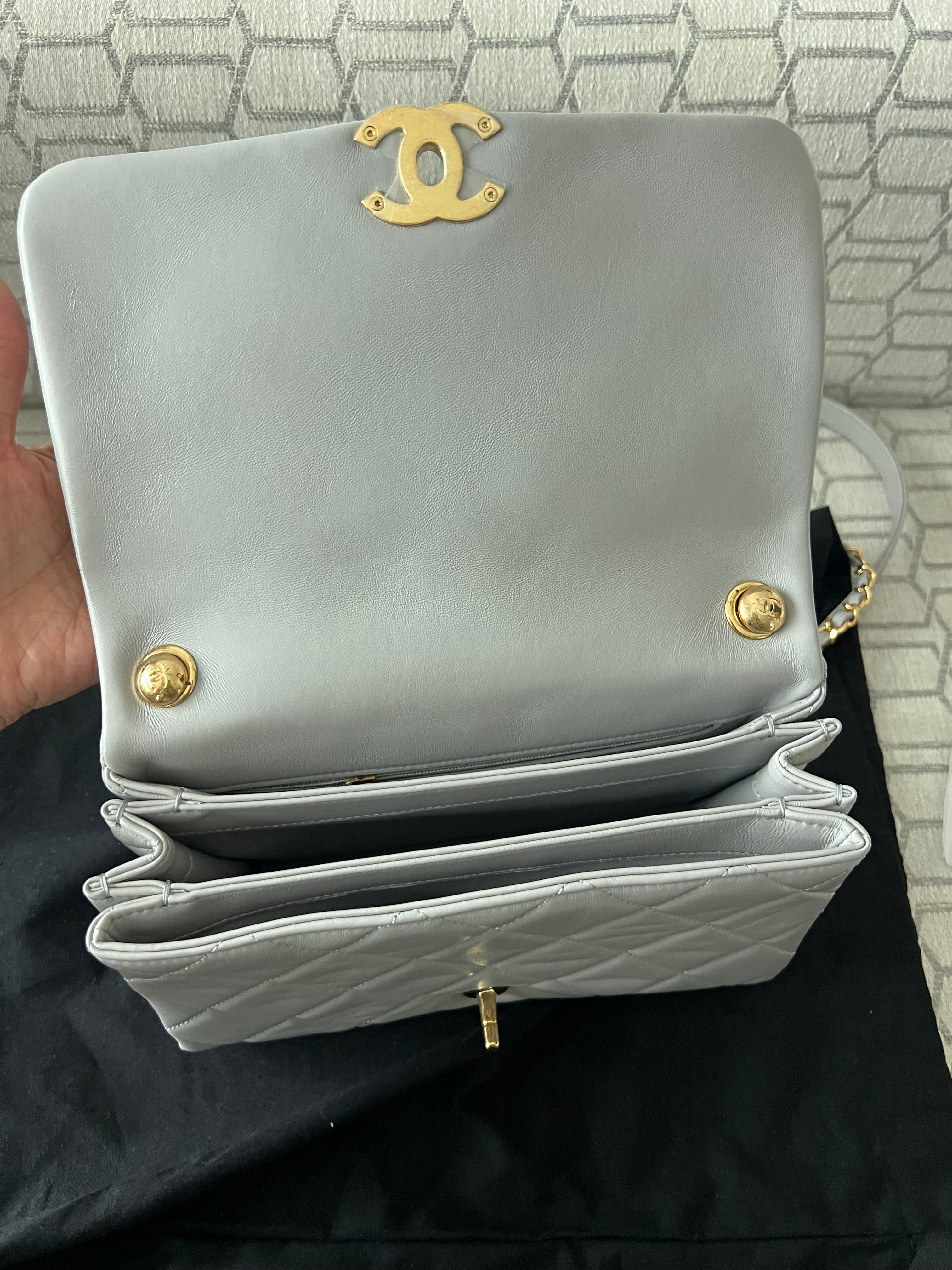 Chanel trendy double chain grey single flap