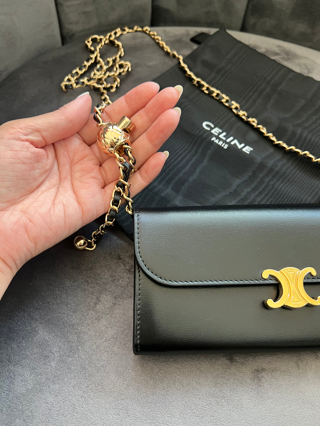 Celine Triomphe wallet on chain