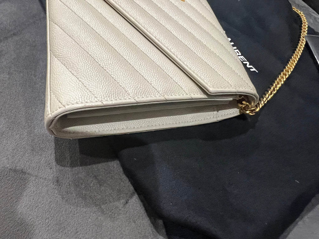 YSL cassandre envelope crossbody large ivory