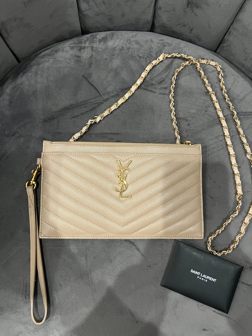 Beige Yves Saint Laurent wristlet / crossbody
